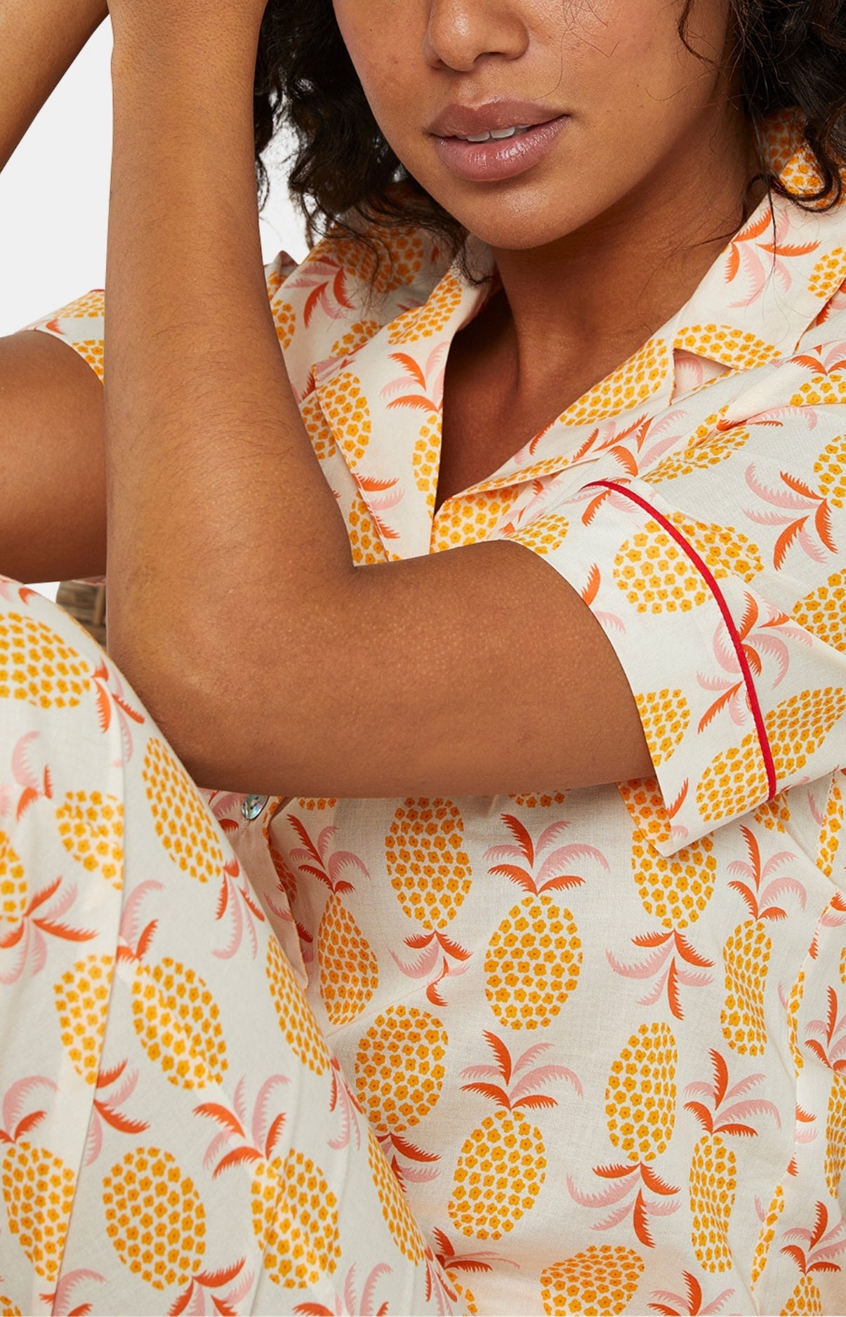 Pyjama long boutonné Femme Ananas Jaune 3