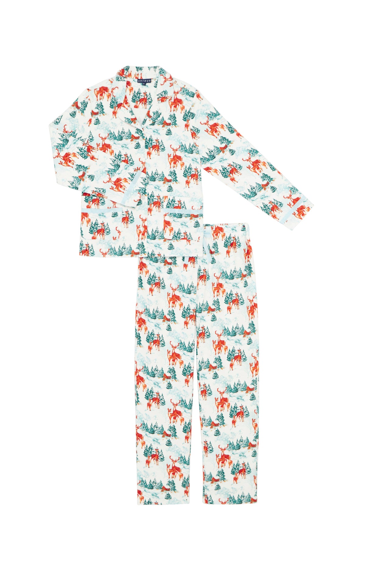 Pyjama long boutonné Femme Faon des Neiges Blanc et Ivoire 5