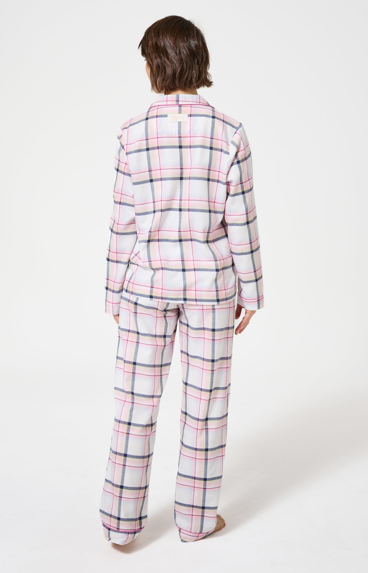 Pyjama chaud femme boutonné à carreaux rose 6