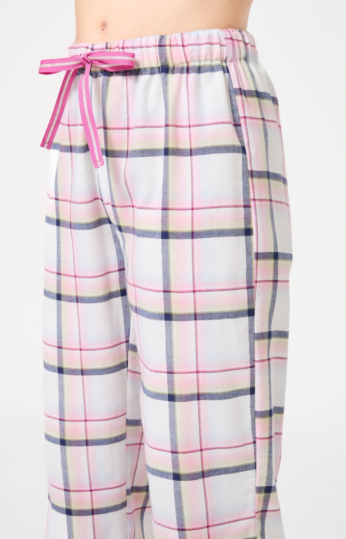 Pyjama chaud femme boutonné à carreaux rose 5