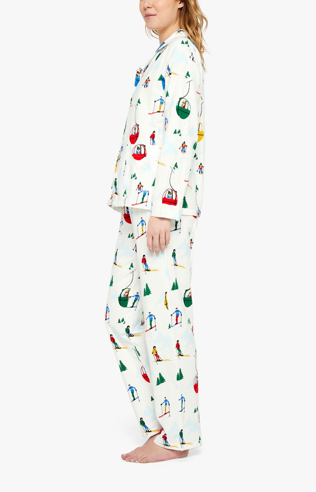 Pyjama long boutonné Femme Mont Pyjama Blanc et Ivoire 4