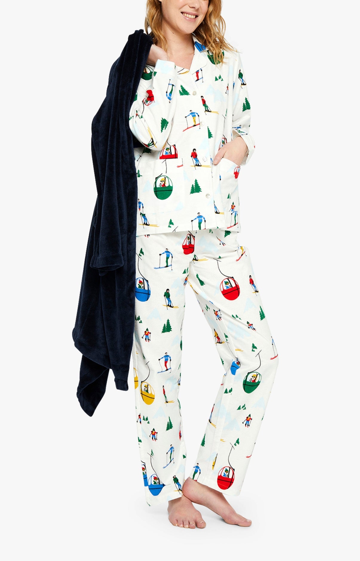 Pyjama long boutonné Femme Mont Pyjama Blanc et Ivoire 2