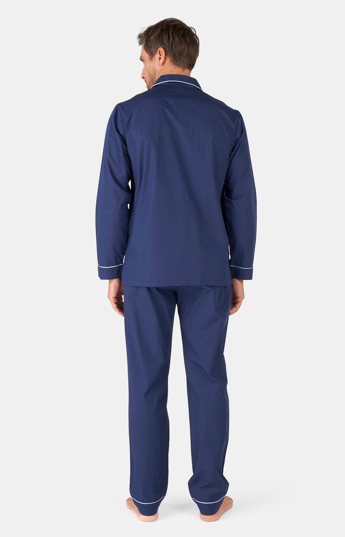 Navy Buttoned Pajamas - Traditional