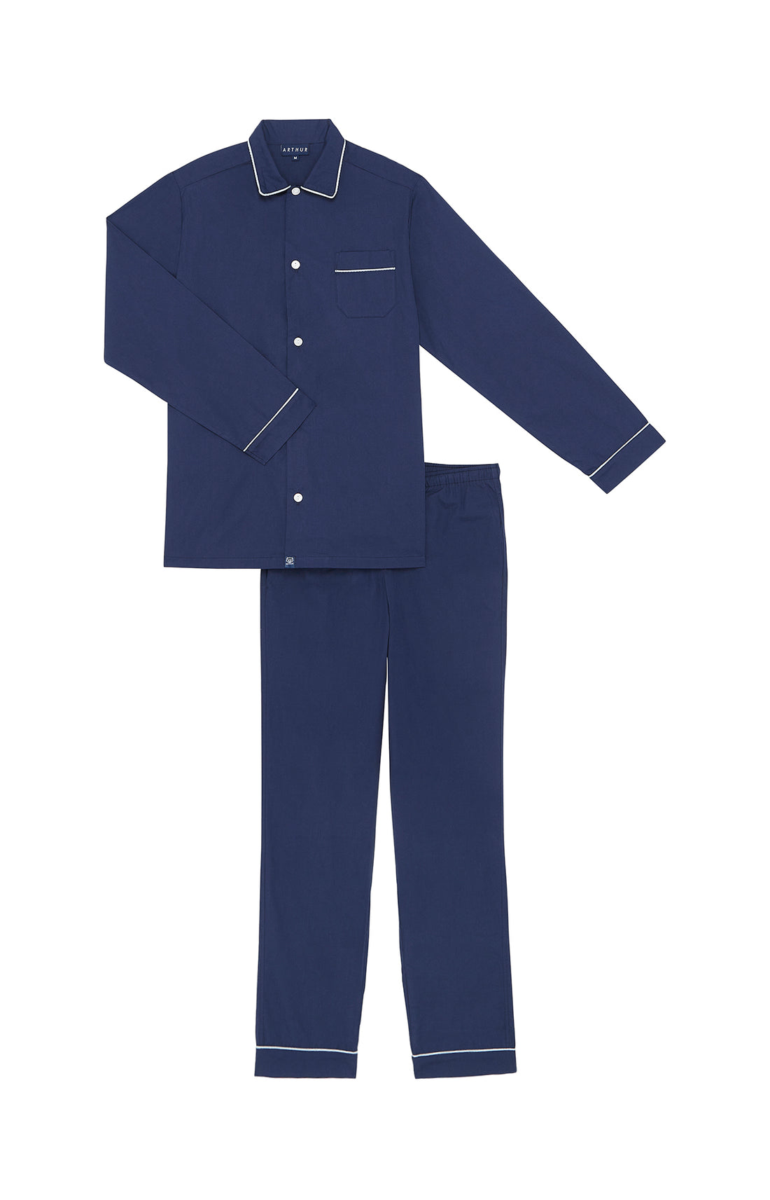 Navy Buttoned Pajamas - Traditional