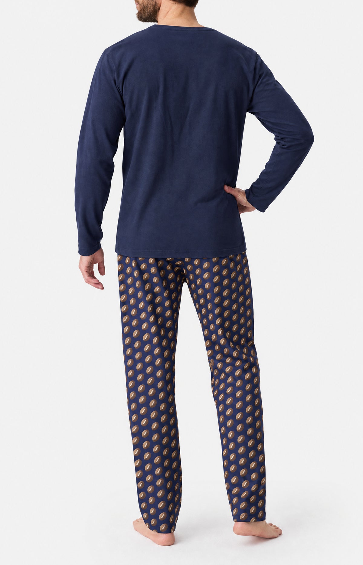 Pyjama en jersey de coton épais Homme To be or not rugby marine 4