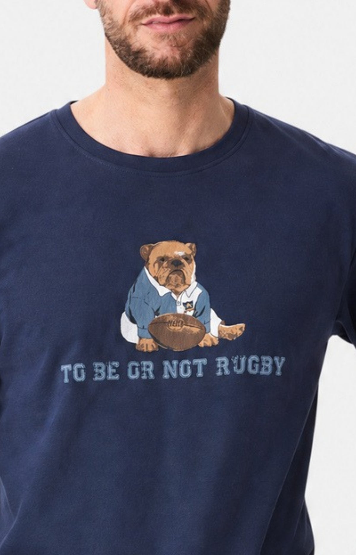 Pyjama en jersey de coton épais Homme To be or not rugby marine 2