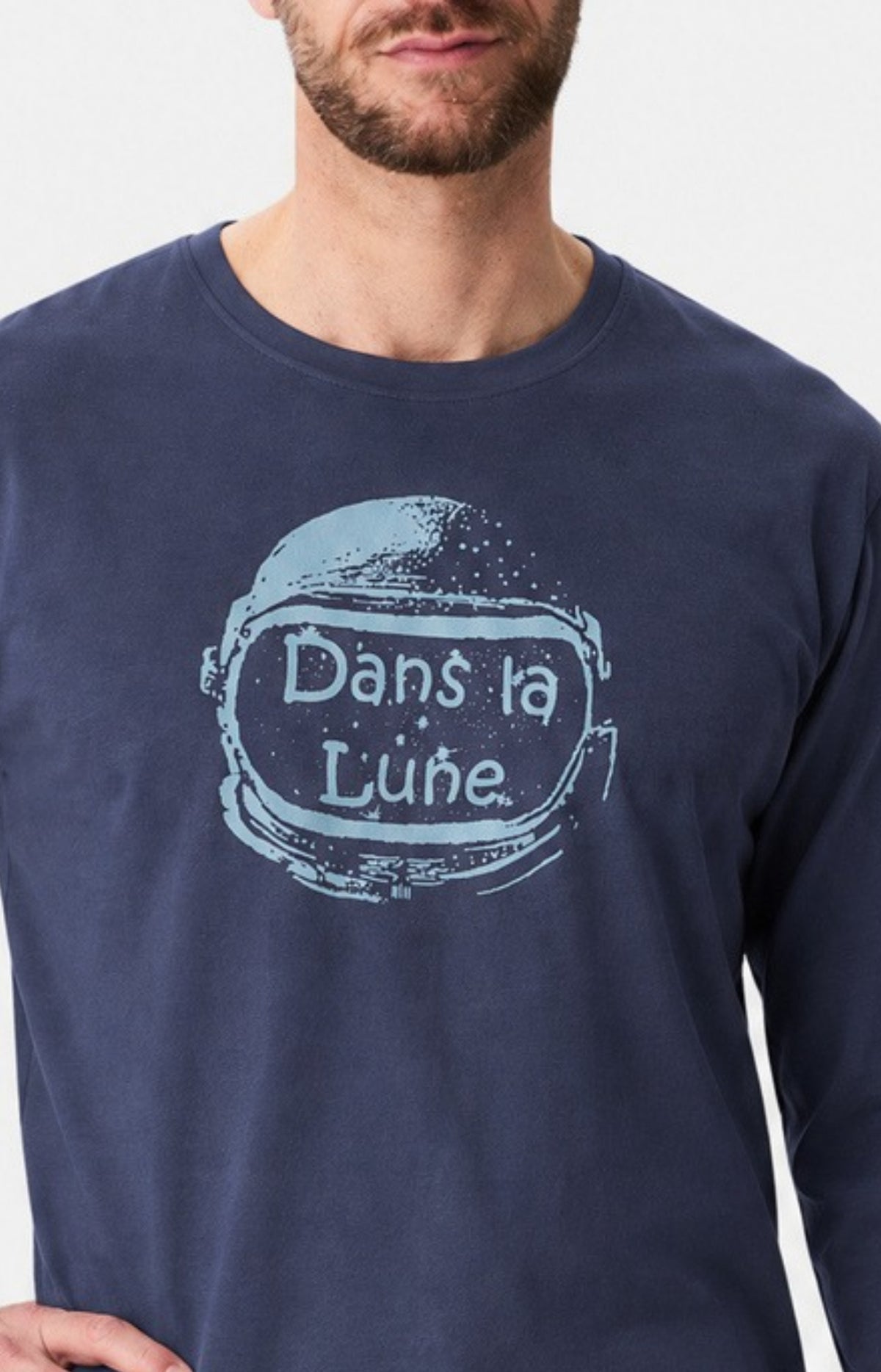 Pyjama en jersey de coton épais Homme Dans la lune nuit 2