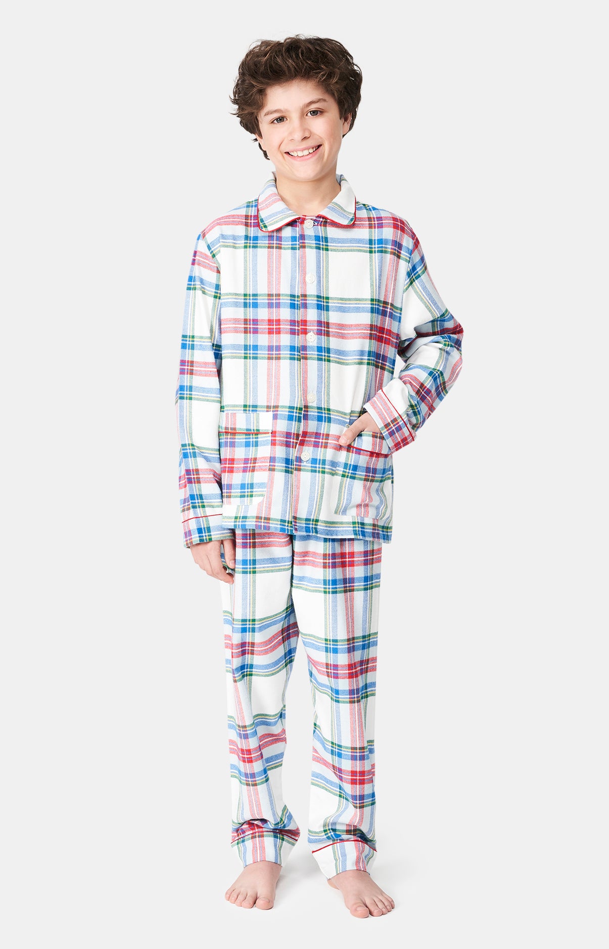 Pyjama long boutonné Enfant Logan Blanc et Ivoire 8