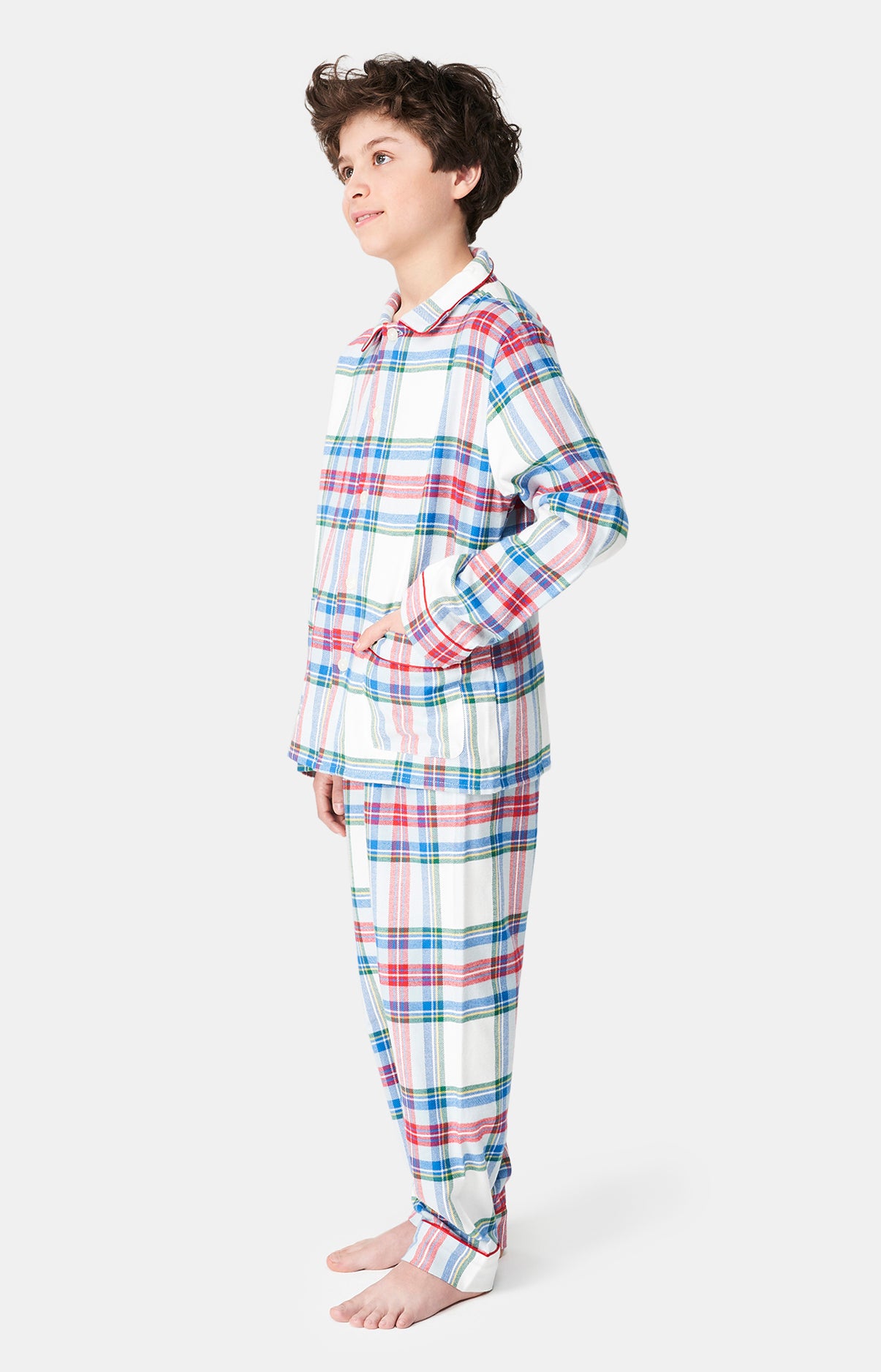 Pyjama long boutonné Enfant Logan Blanc et Ivoire 11