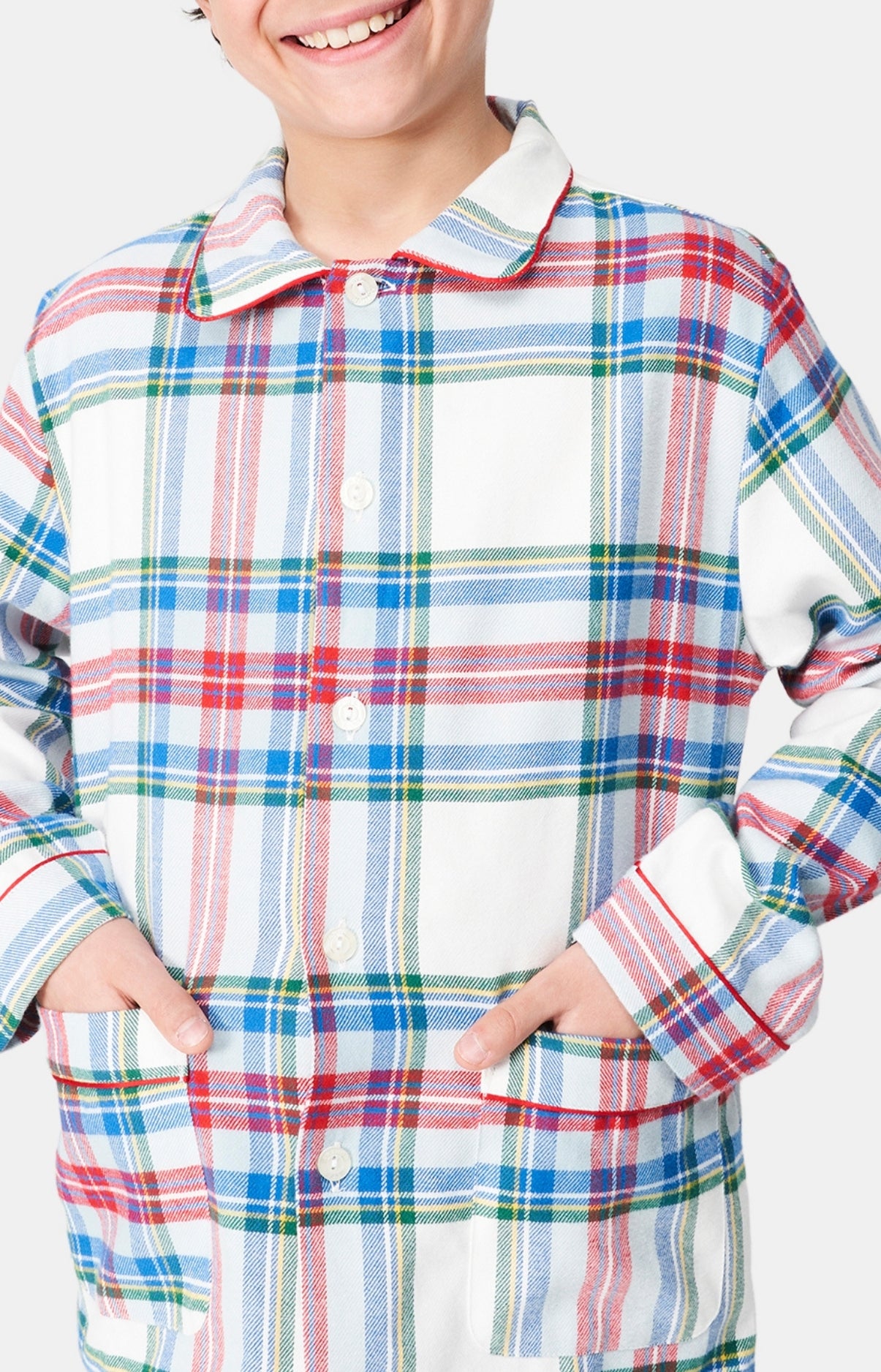 Pyjama long boutonné Enfant Logan Blanc et Ivoire 4