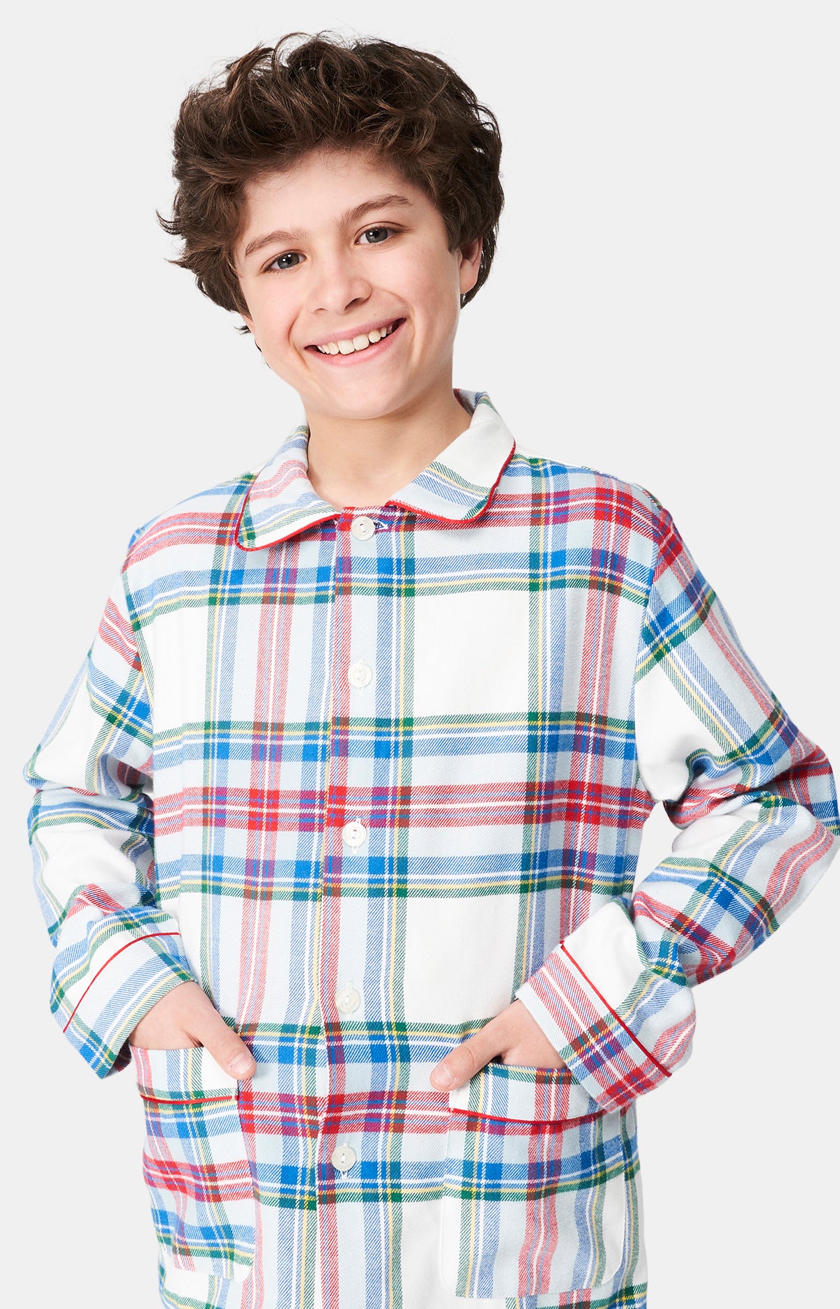 Pyjama long boutonné Enfant Logan Blanc et Ivoire 10