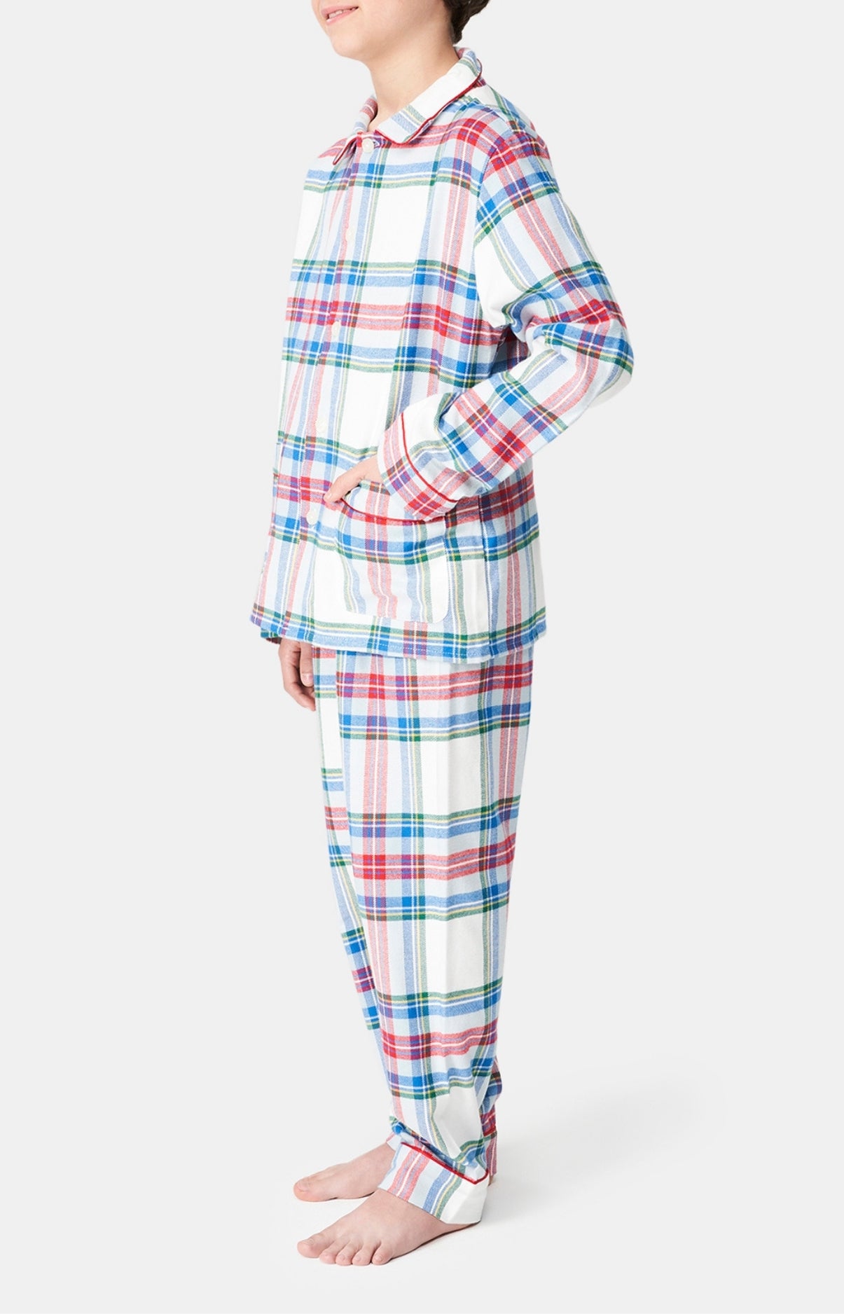 Pyjama long boutonné Enfant Logan Blanc et Ivoire 5