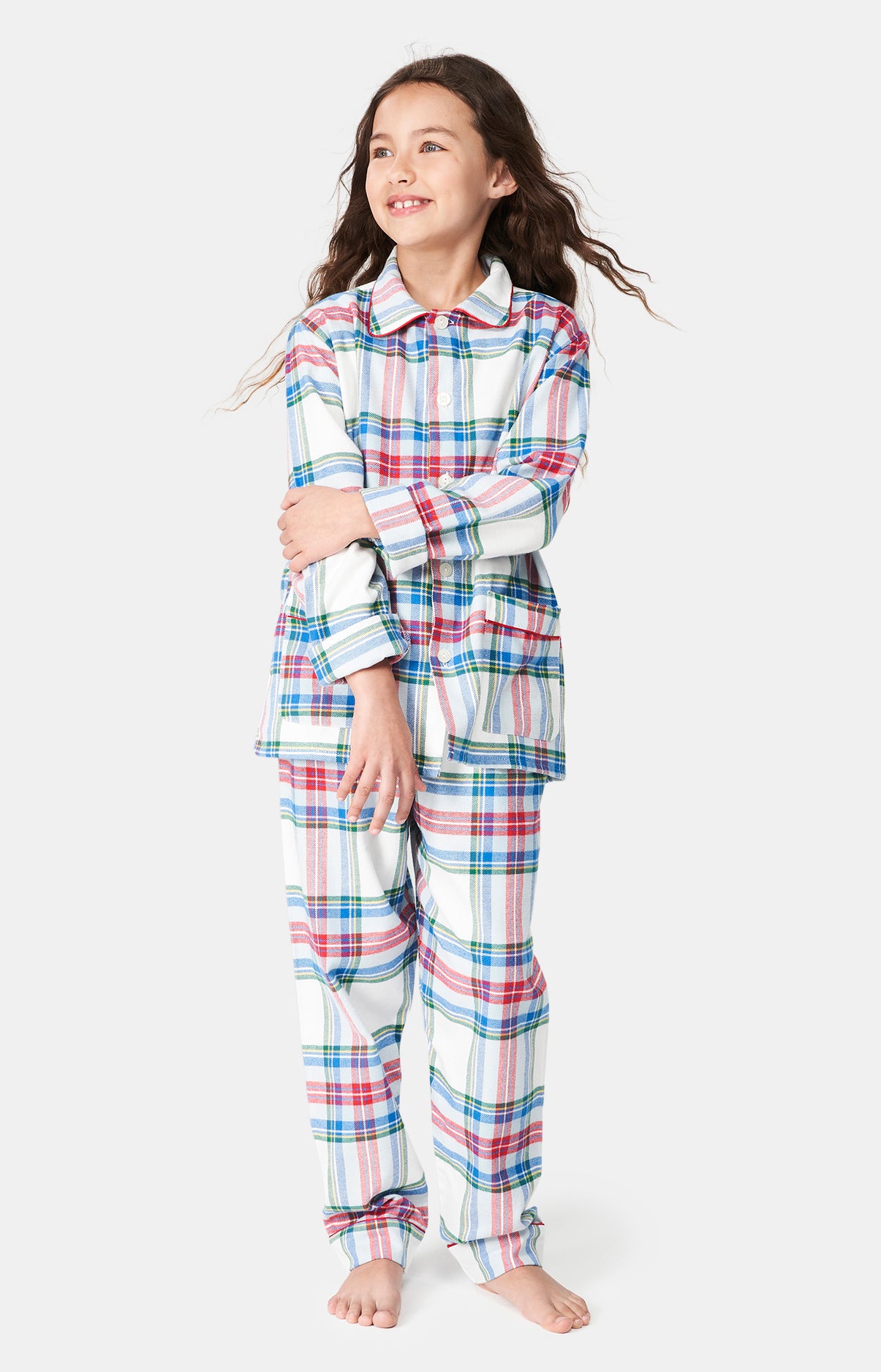 Pyjama long boutonné Enfant Logan Blanc et Ivoire 7