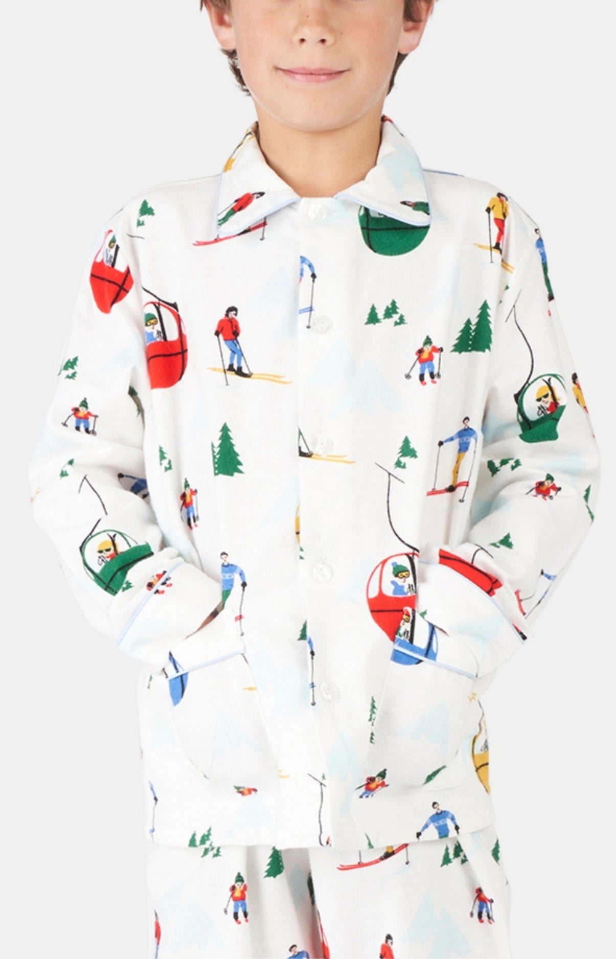Pyjama long boutonné Enfant Mont Pyjama Blanc et Ivoire 3