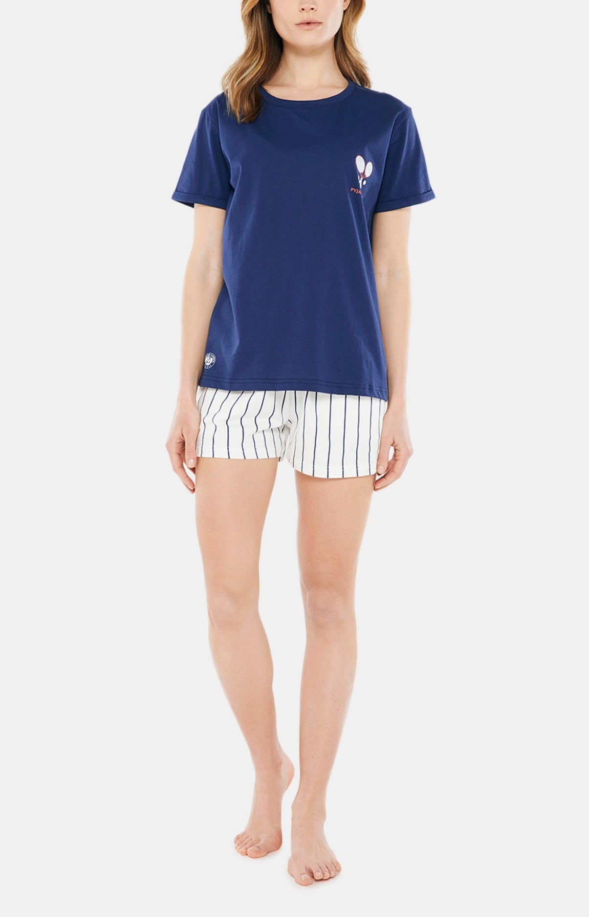 Pyjashort Femme Roland Garros Blanc et Ivoire 1