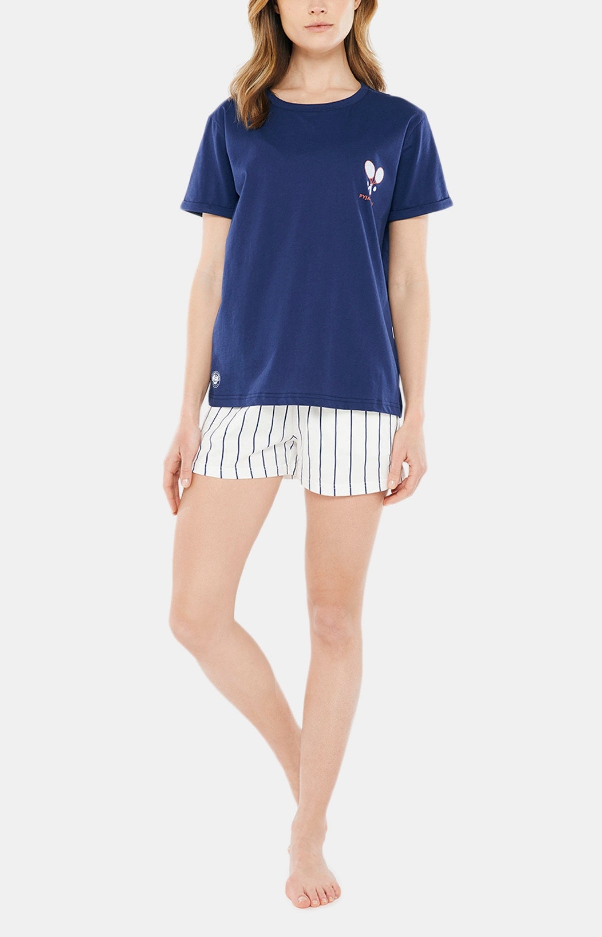 Pyjashort Femme Roland Garros Blanc et Ivoire 6