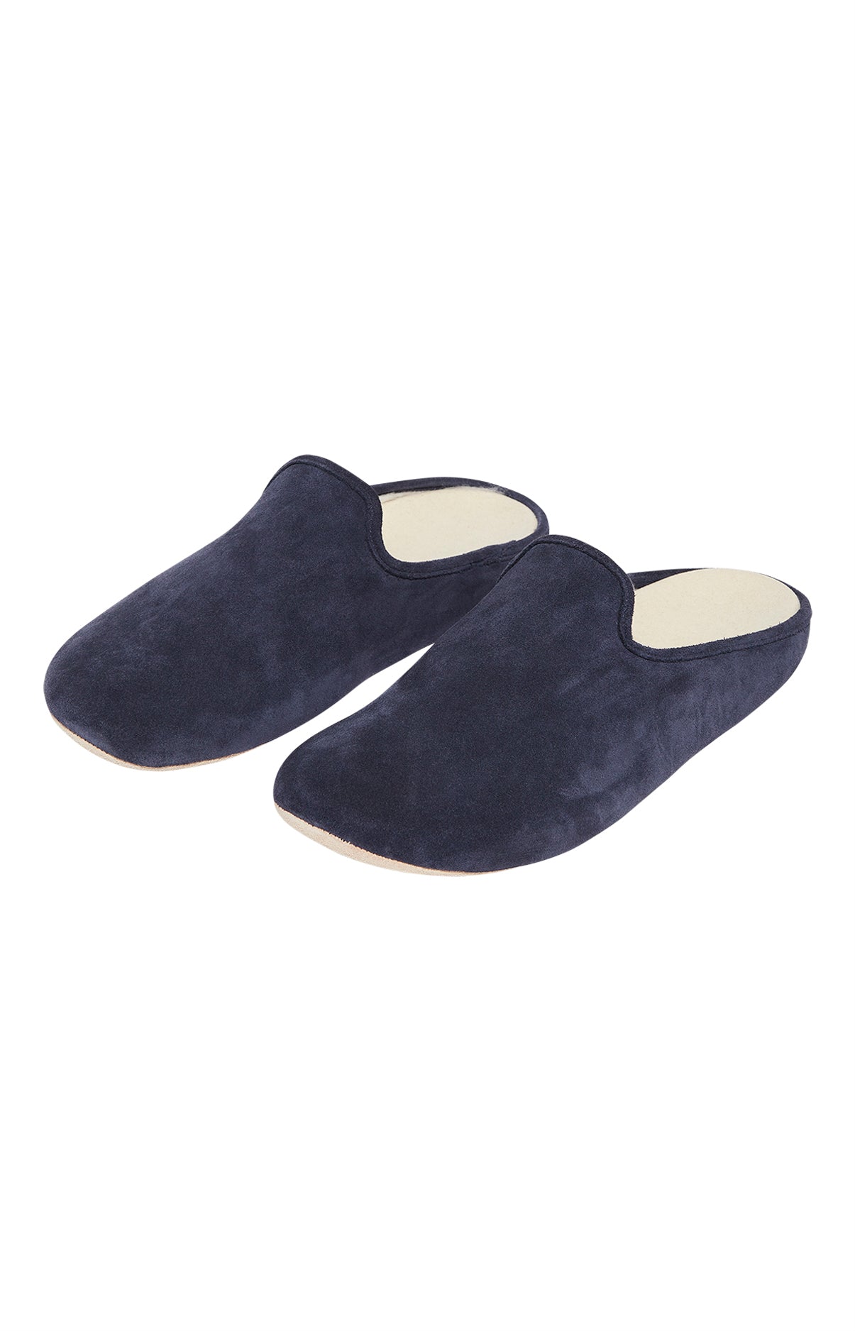 Mules Homme Cuir Velours Marine 1