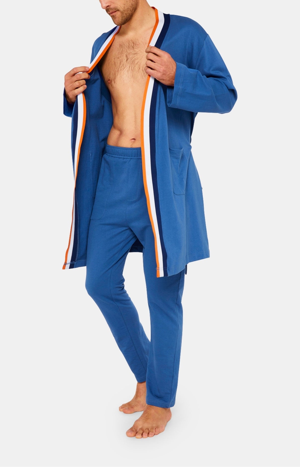 Robe de chambre Homme Coton Bleu 4