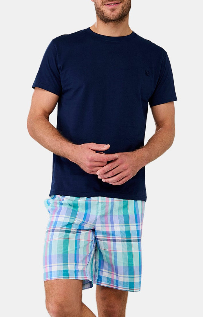 Short Homme Carreaux Bleu et Vert 8