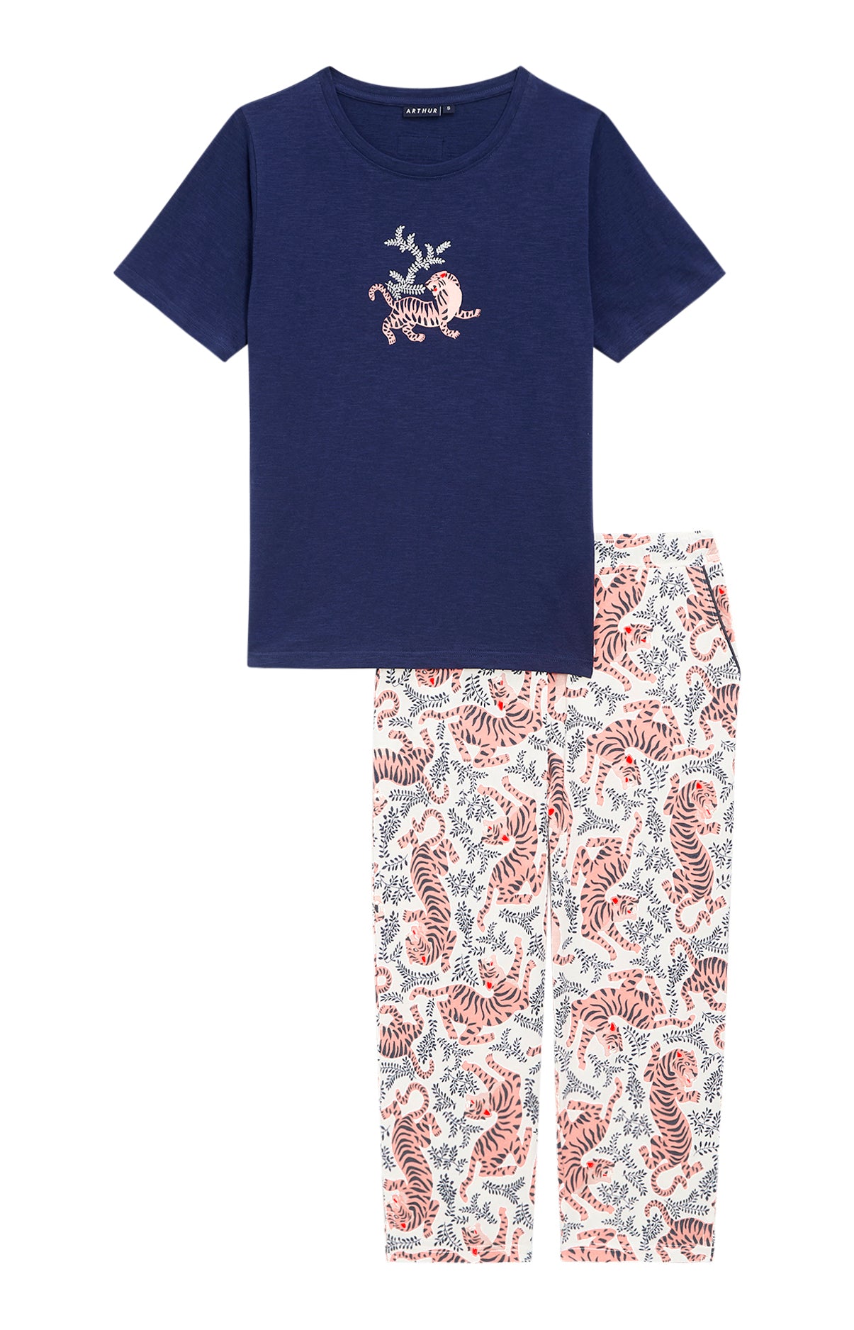 Pyjacorsaire Femme Tigre Blanc et Marine et Bleu 3
