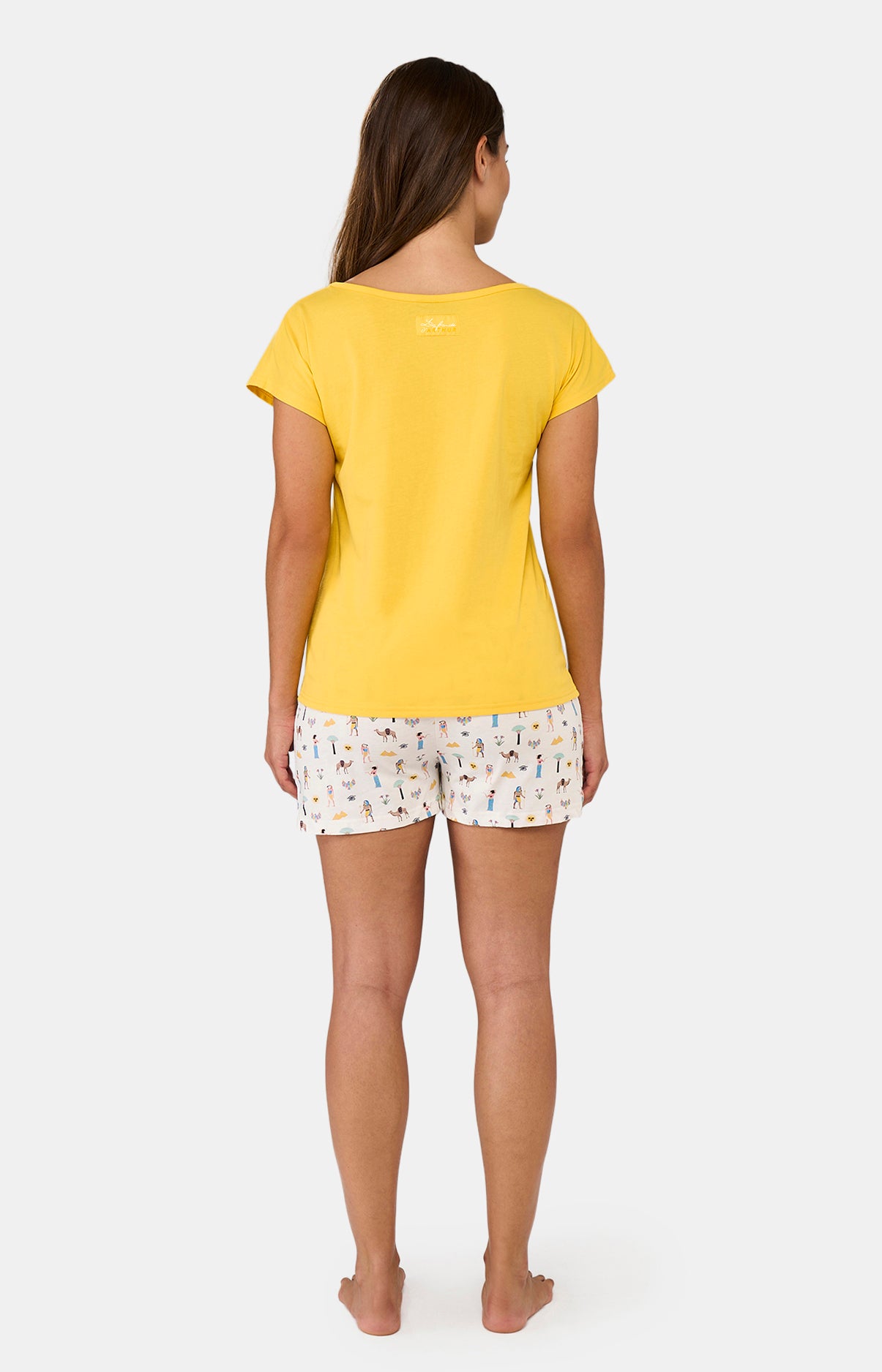 Pyjashort Femme Cléopâtre Jaune et Blanc et Ivoire 7