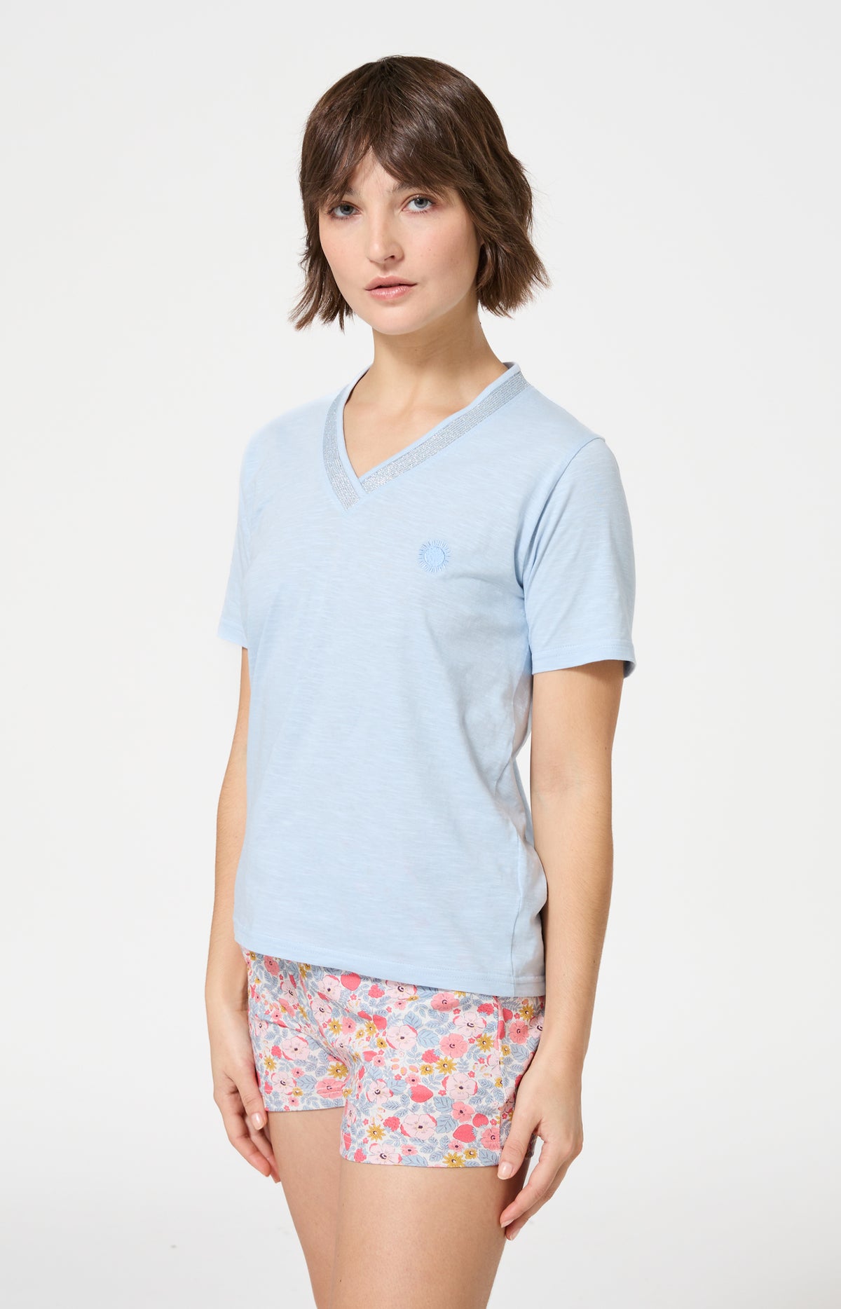 Haut Femme Soleil Manches courtes Couleur CIEL 4