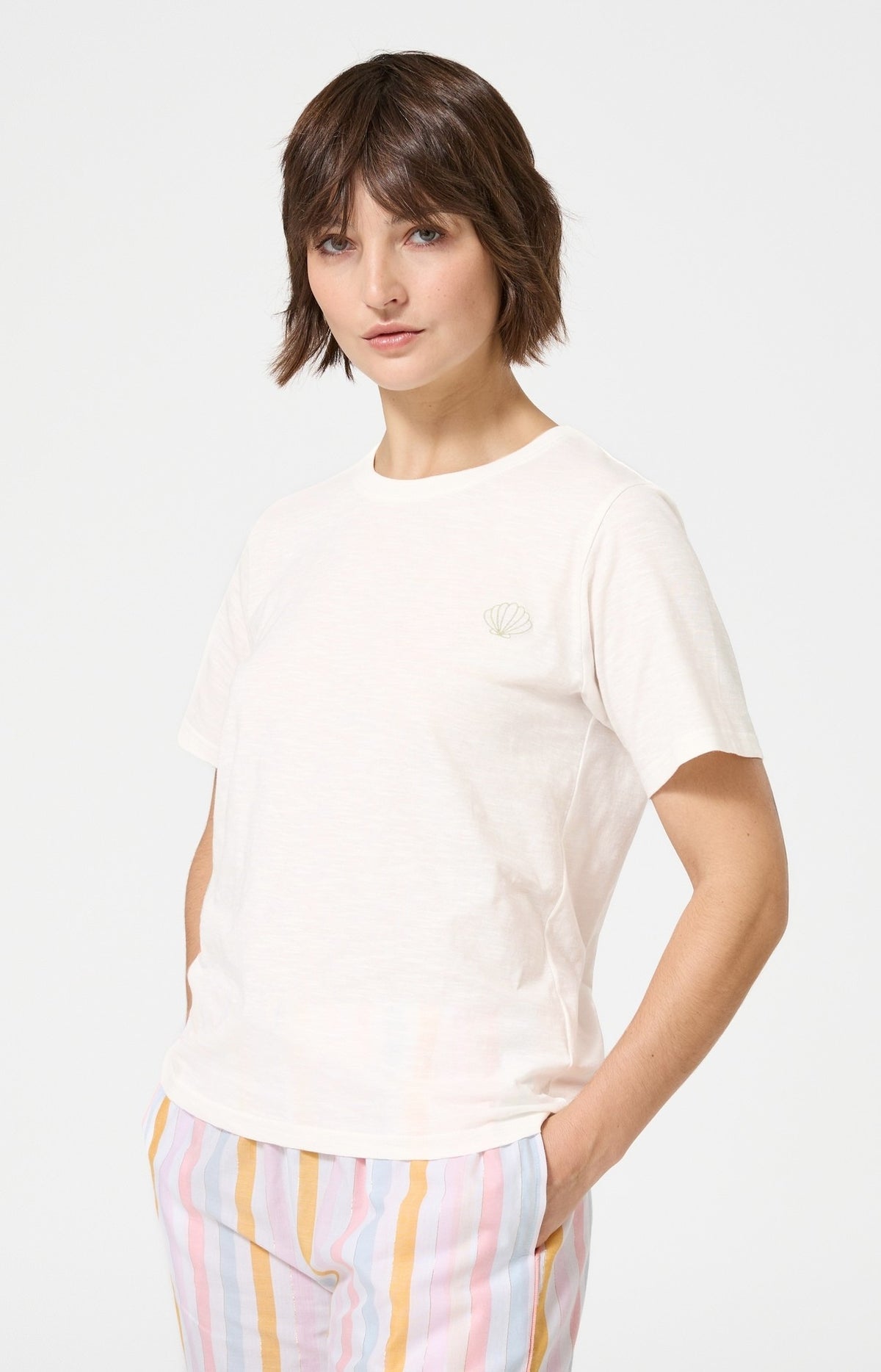 Haut Femme Coquillage Manches courtes Couleur IVOIRE 4