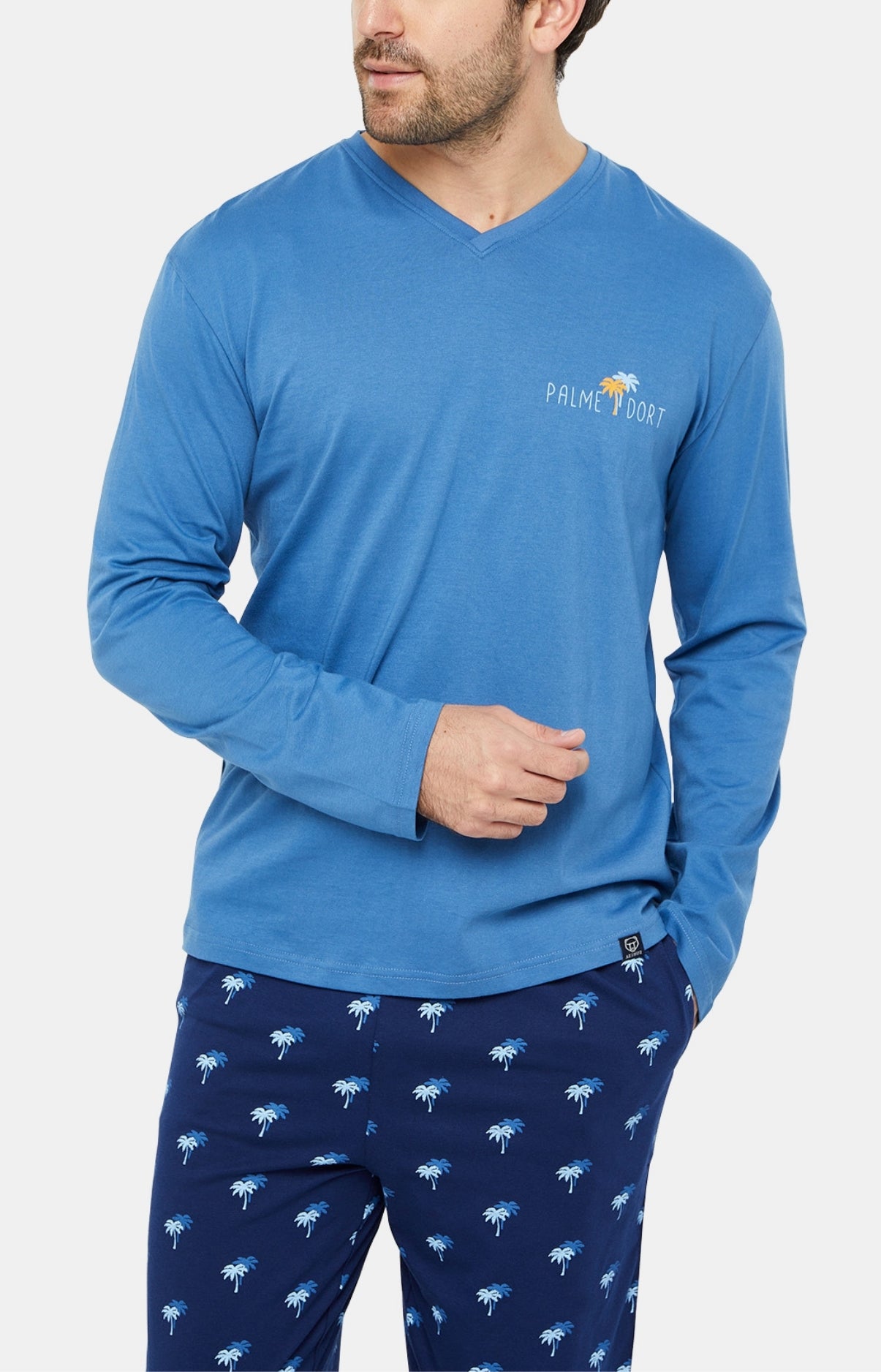 Pyjama long Homme Palmier Bleu 2