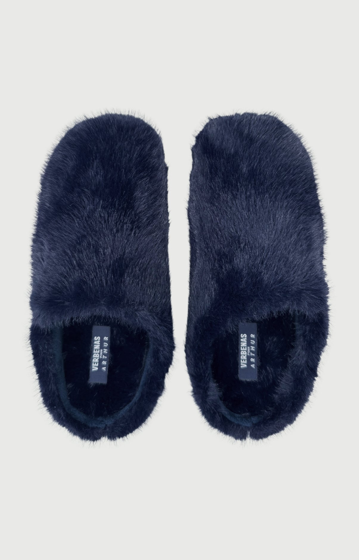 Mules Femme fausse fourrure bleu marine Sélène 3