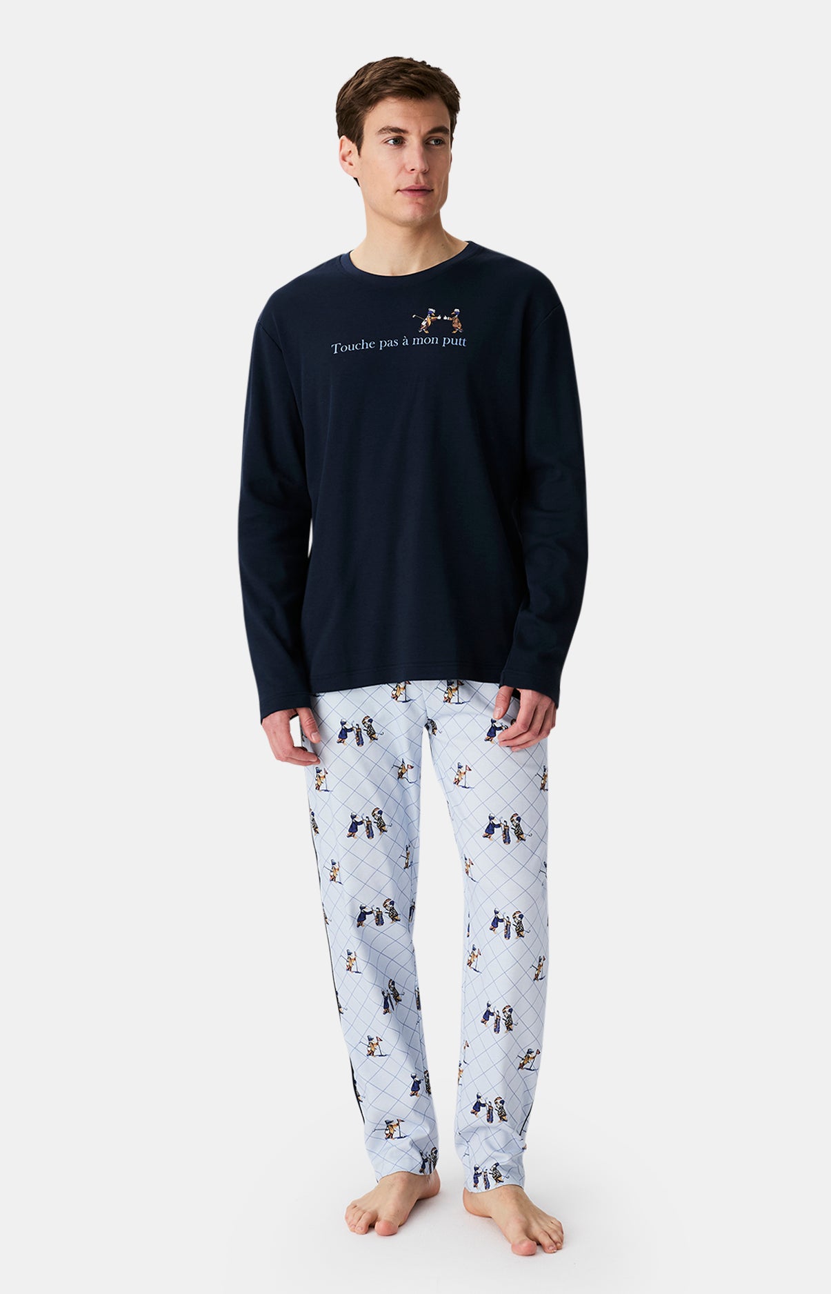 Pyjamas Homme Touche pas à mon putt BLEU 4