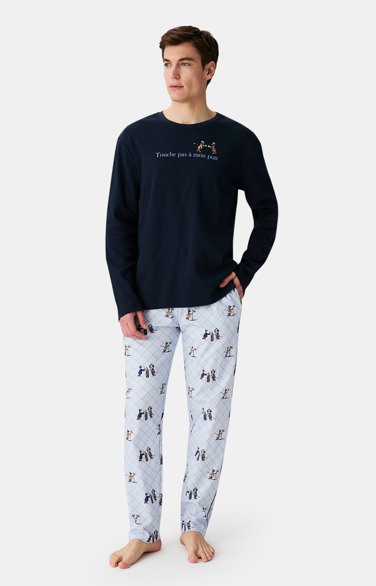 Pyjamas Homme Touche pas à mon putt BLEU 1
