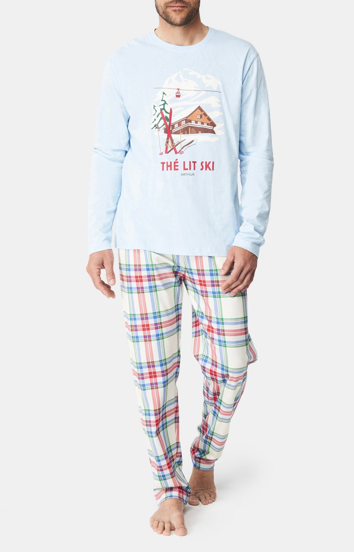 Pyjama long Femme Thé lit ski Blanc et Ivoire 1