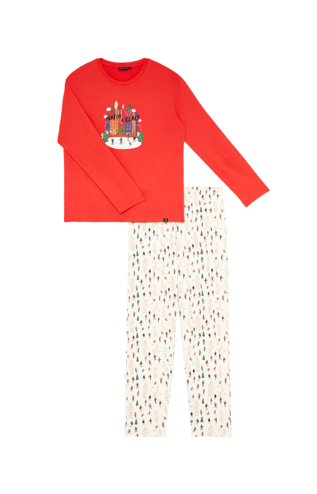Pyjama long Homme Matin à glace Blanc et Ivoire 3
