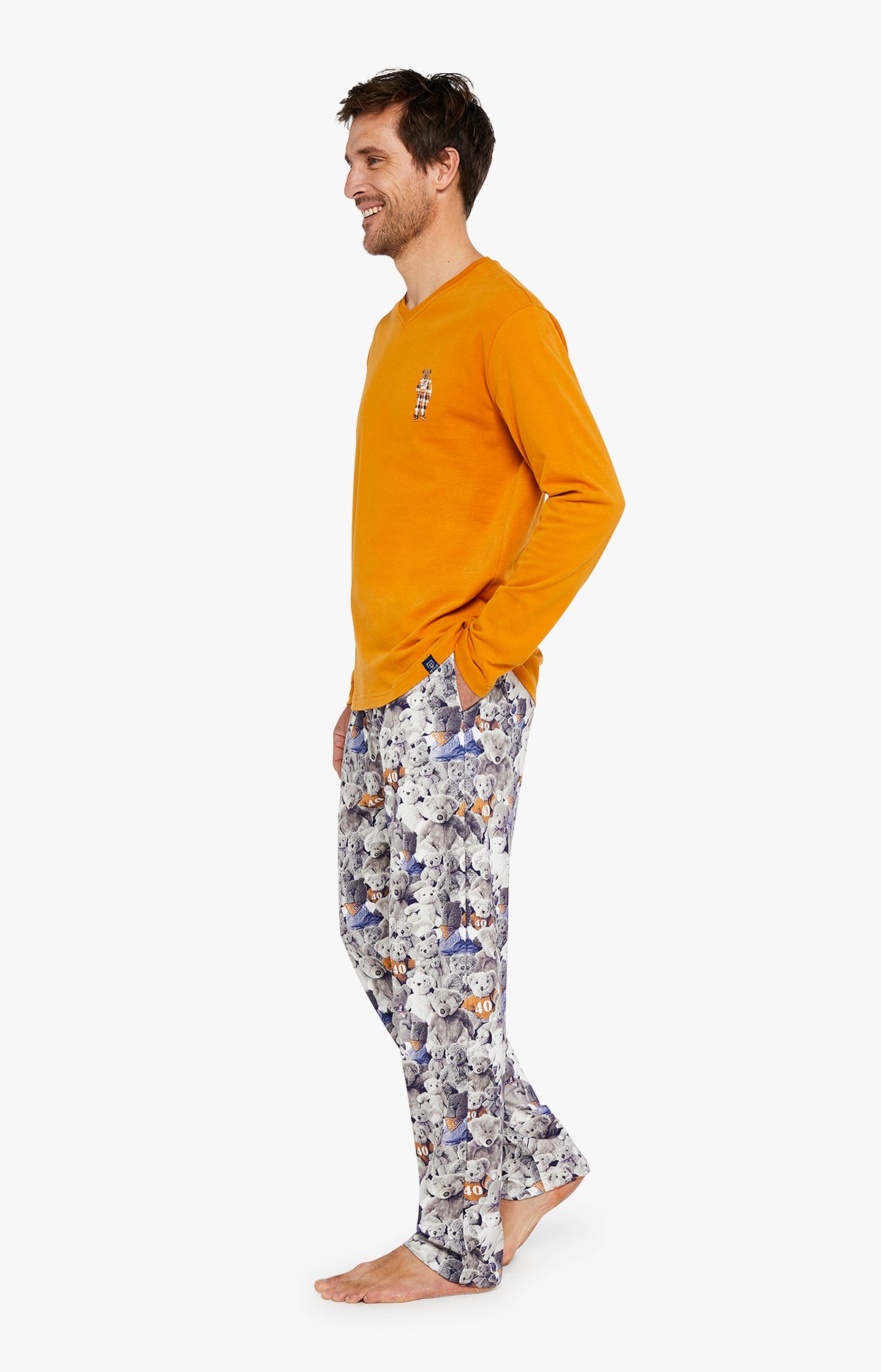 Pyjama long Homme Teddy 40 ans Beige et Marron 4