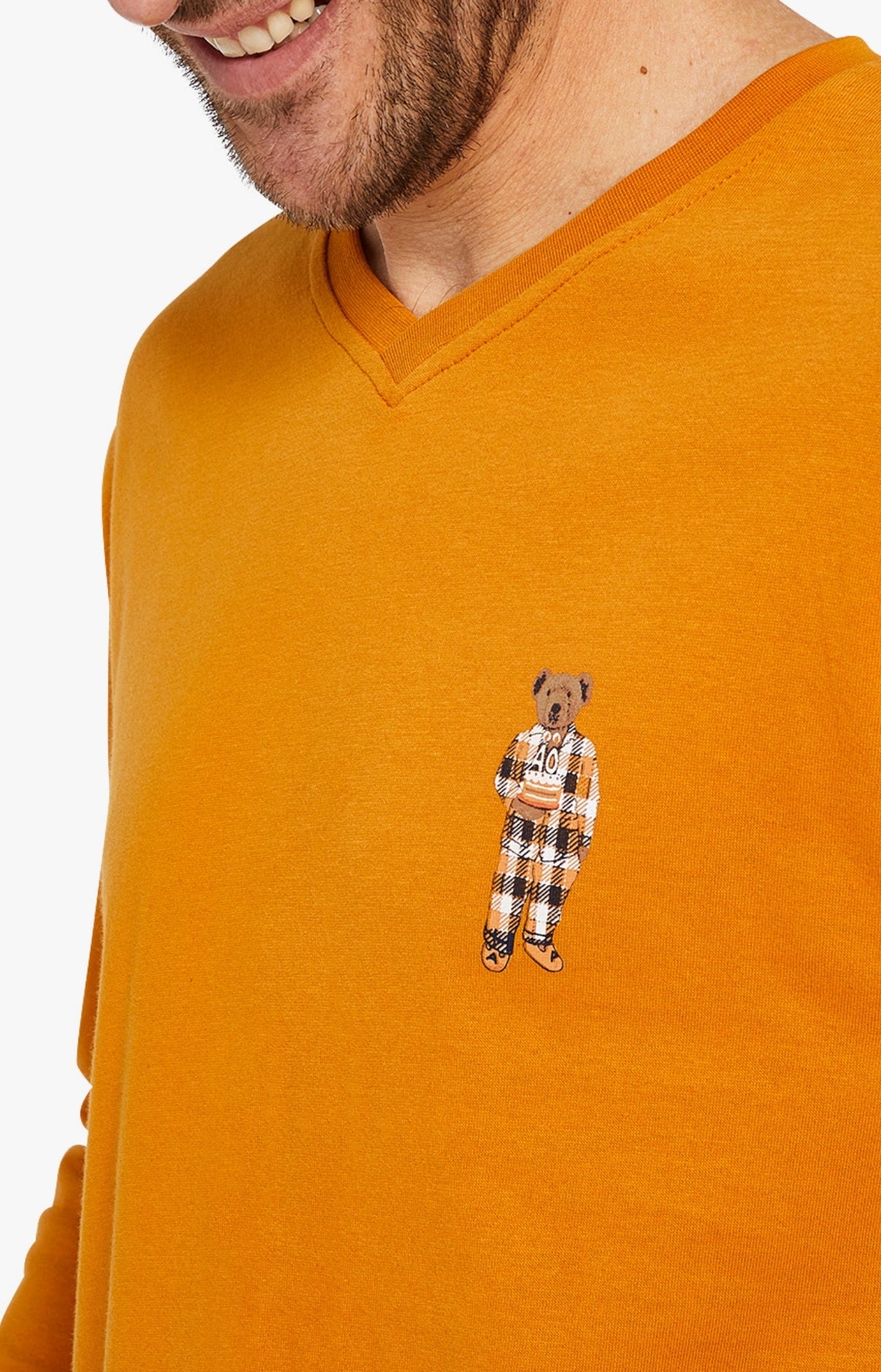 Pyjama long Homme Teddy 40 ans Beige et Marron 2