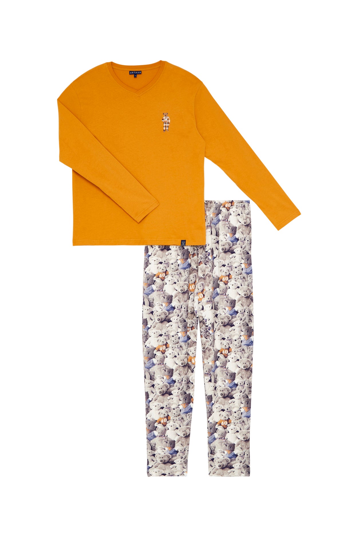 Pyjama long Homme Teddy 40 ans Beige et Marron 3