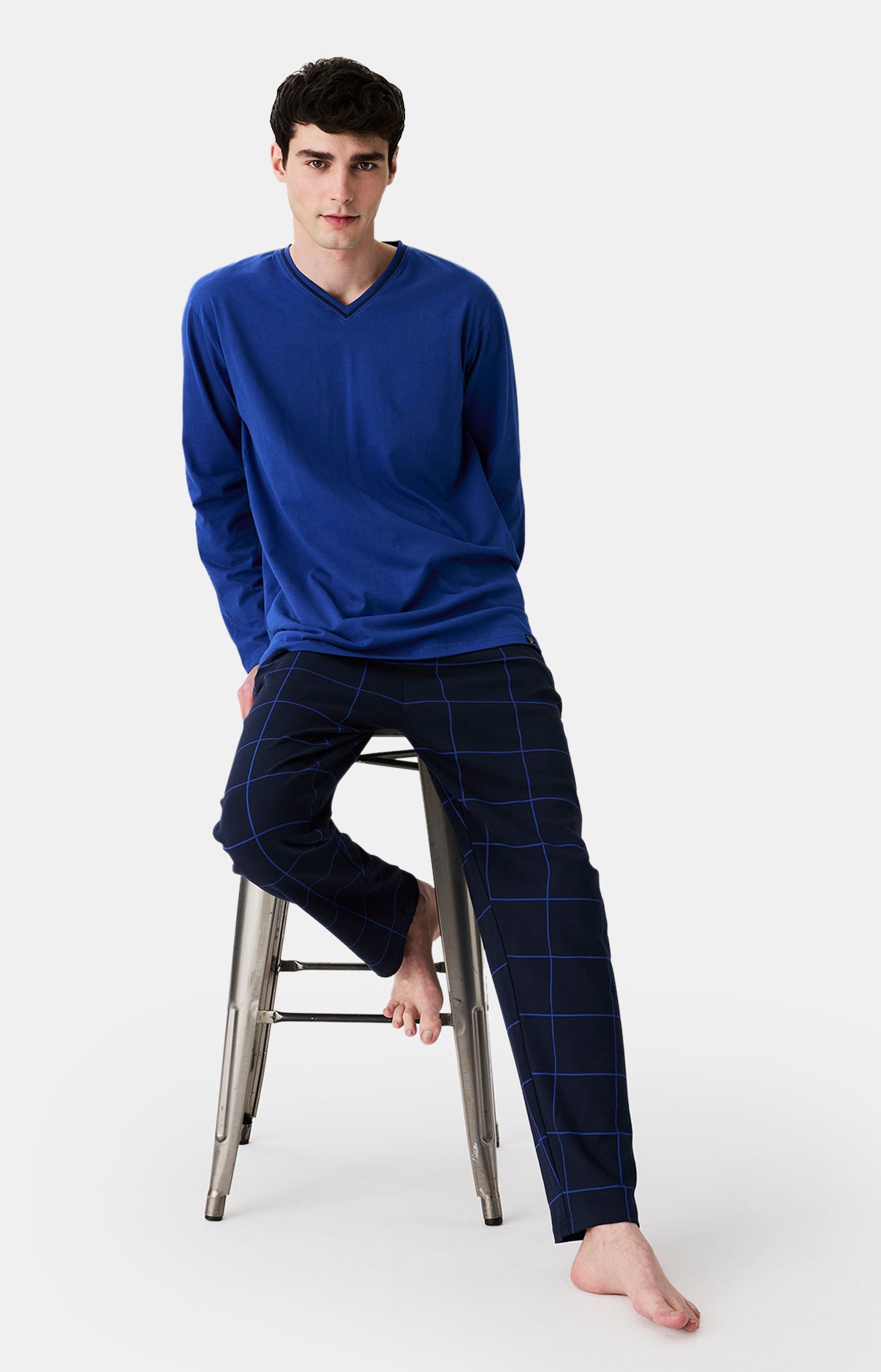 Pyjama long Homme Windsor Marine et Bleu 1