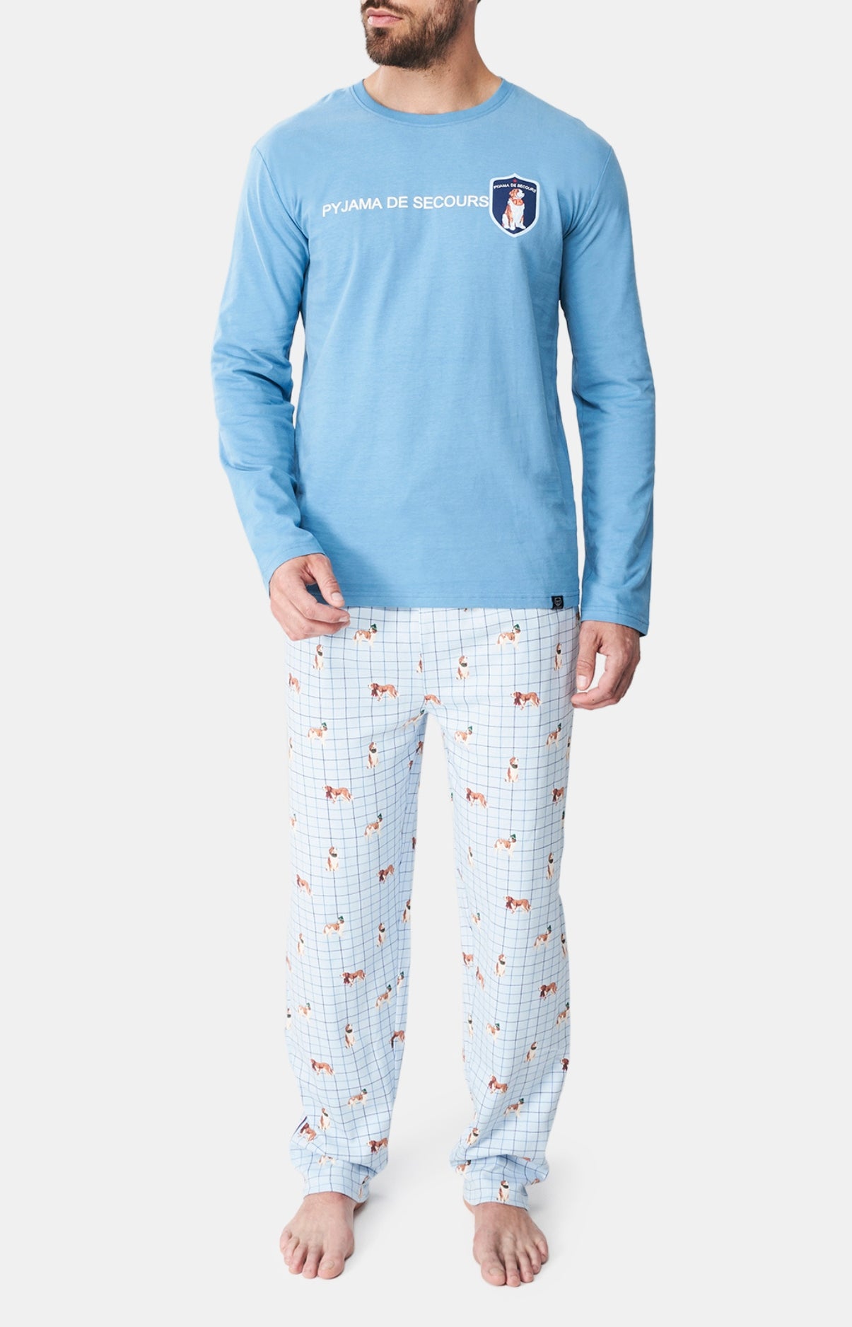 E.VIP Pyjama Long Homme Olaf 199 100% Coton - Confort Doux Et Élégant
