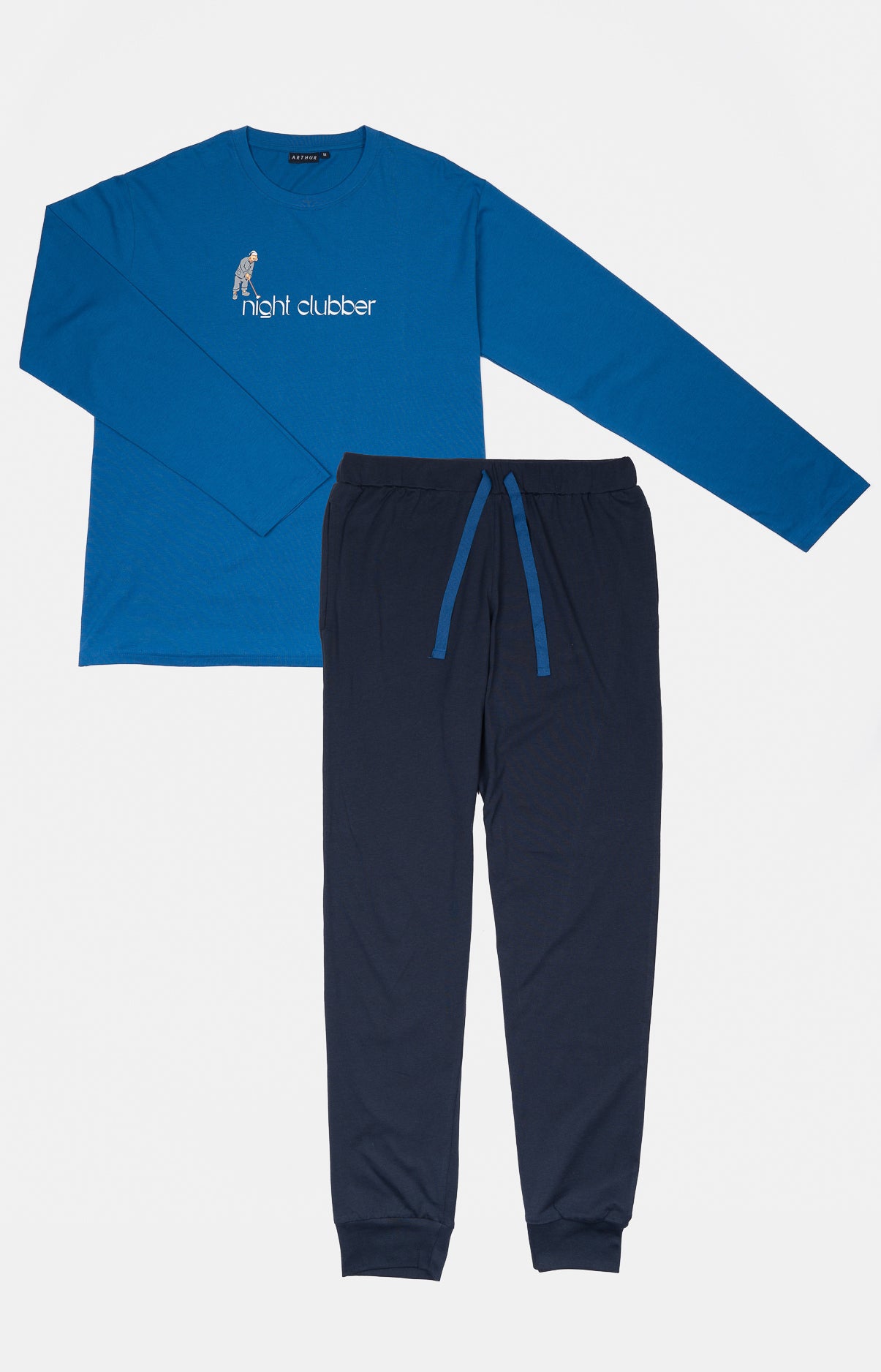 Pyjama long Homme Night clubber Noir et Marine 3
