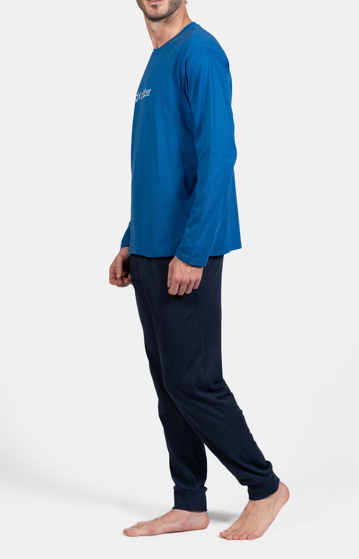 Pyjama long Homme Night clubber Noir et Marine 5