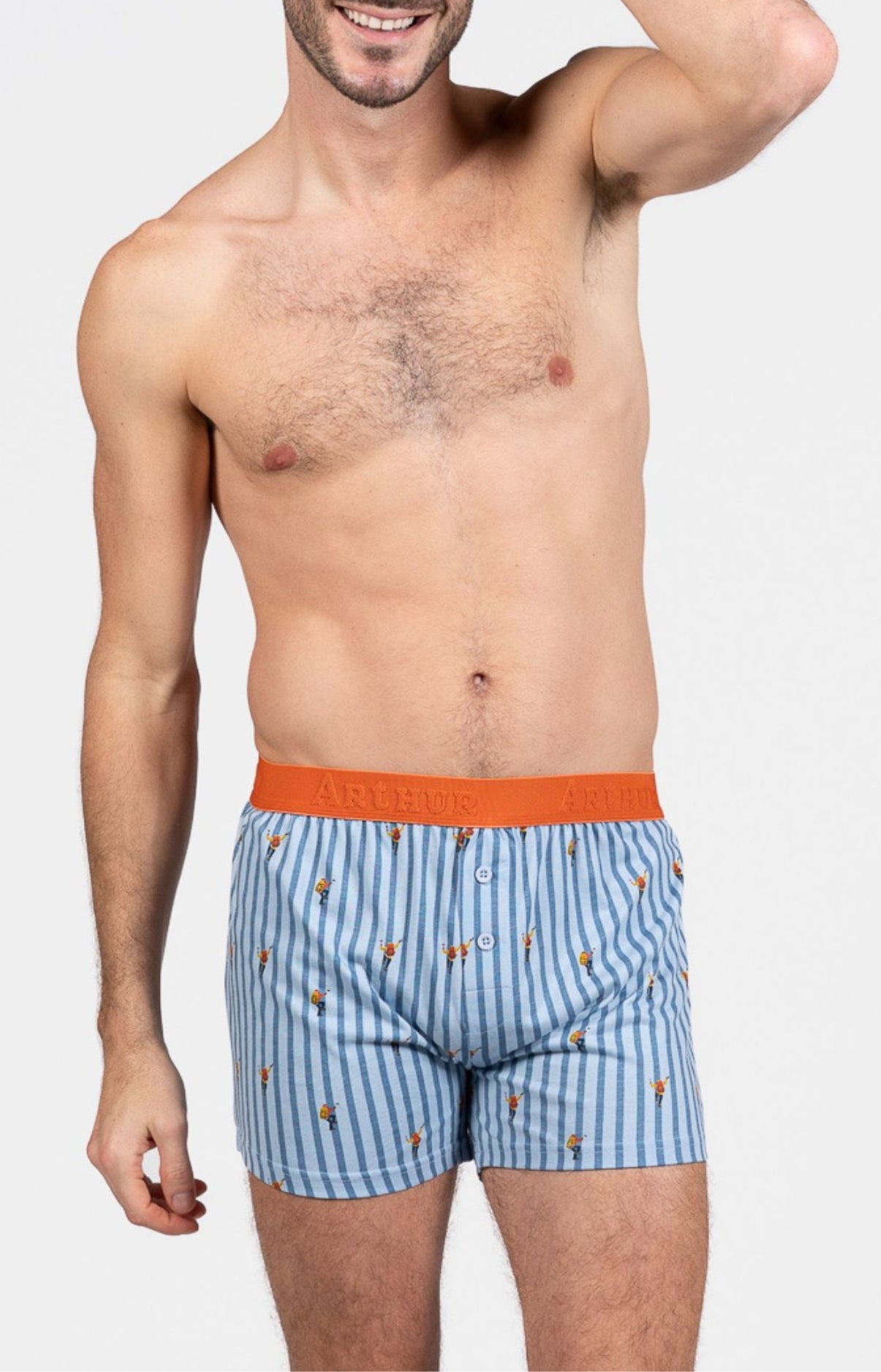 Boxer Homme flottant Ivresse des sommeils Bleu et Orange 1