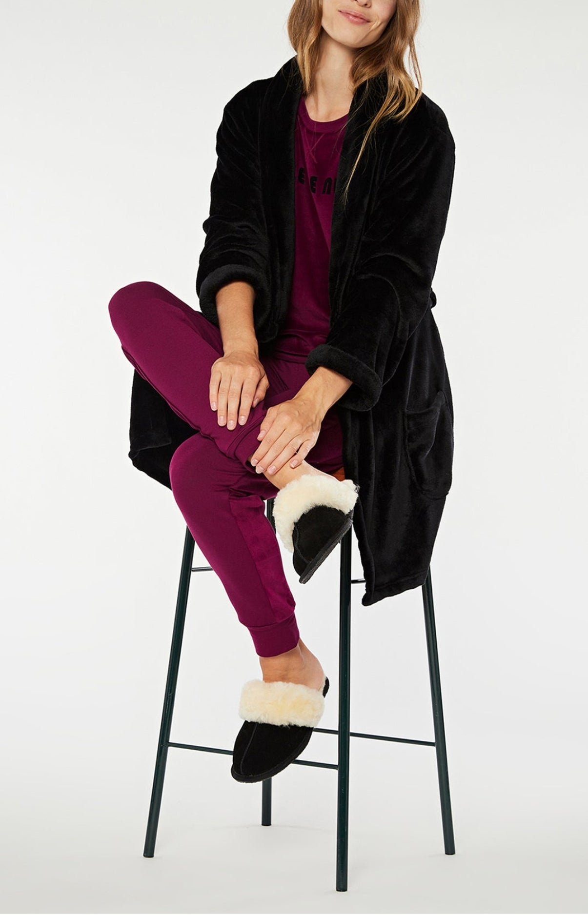 Pyjama long Femme Belle de nuit Violet et Bordeaux 2
