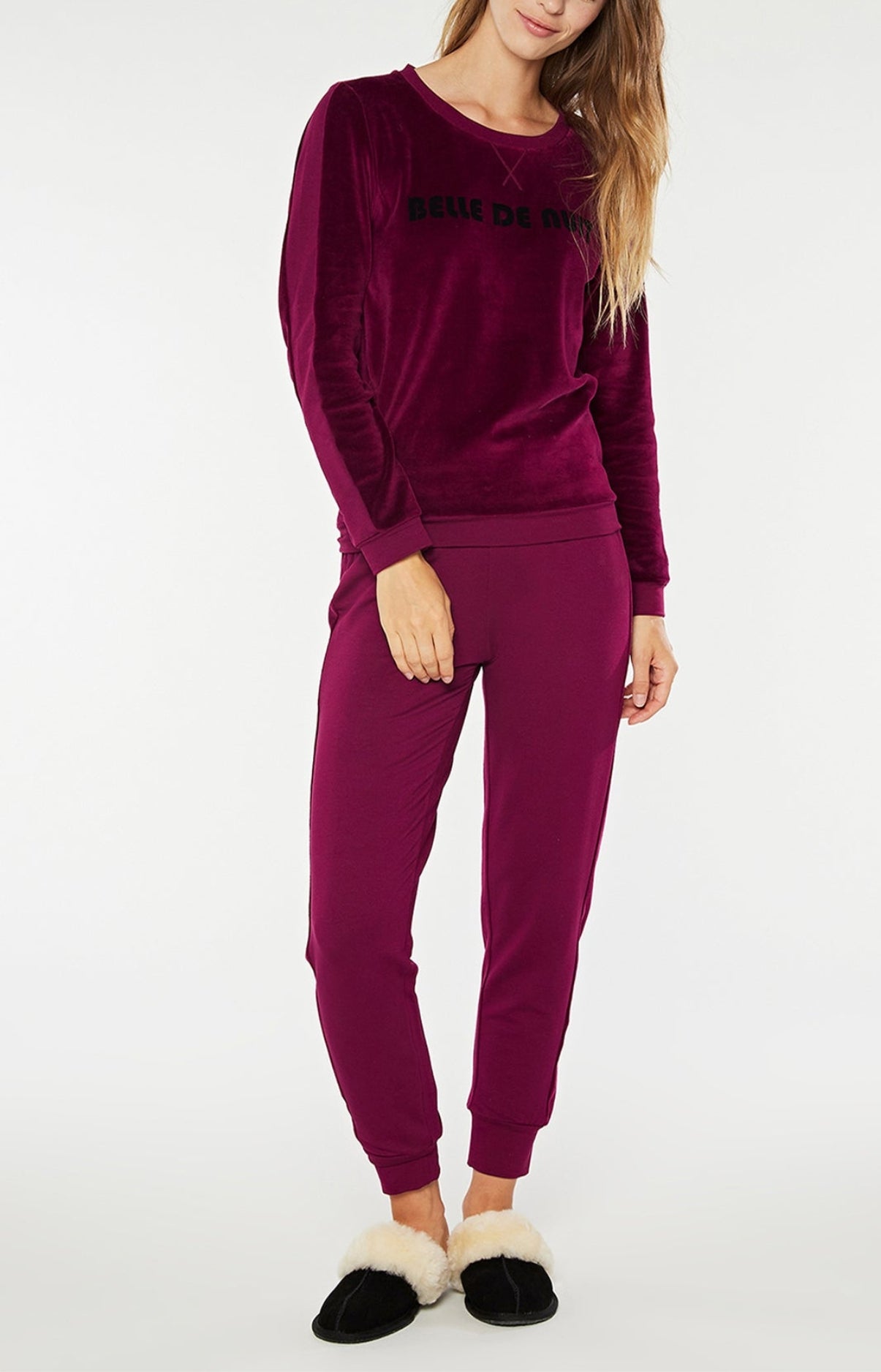 Pyjama long Femme Belle de nuit Violet et Bordeaux 1