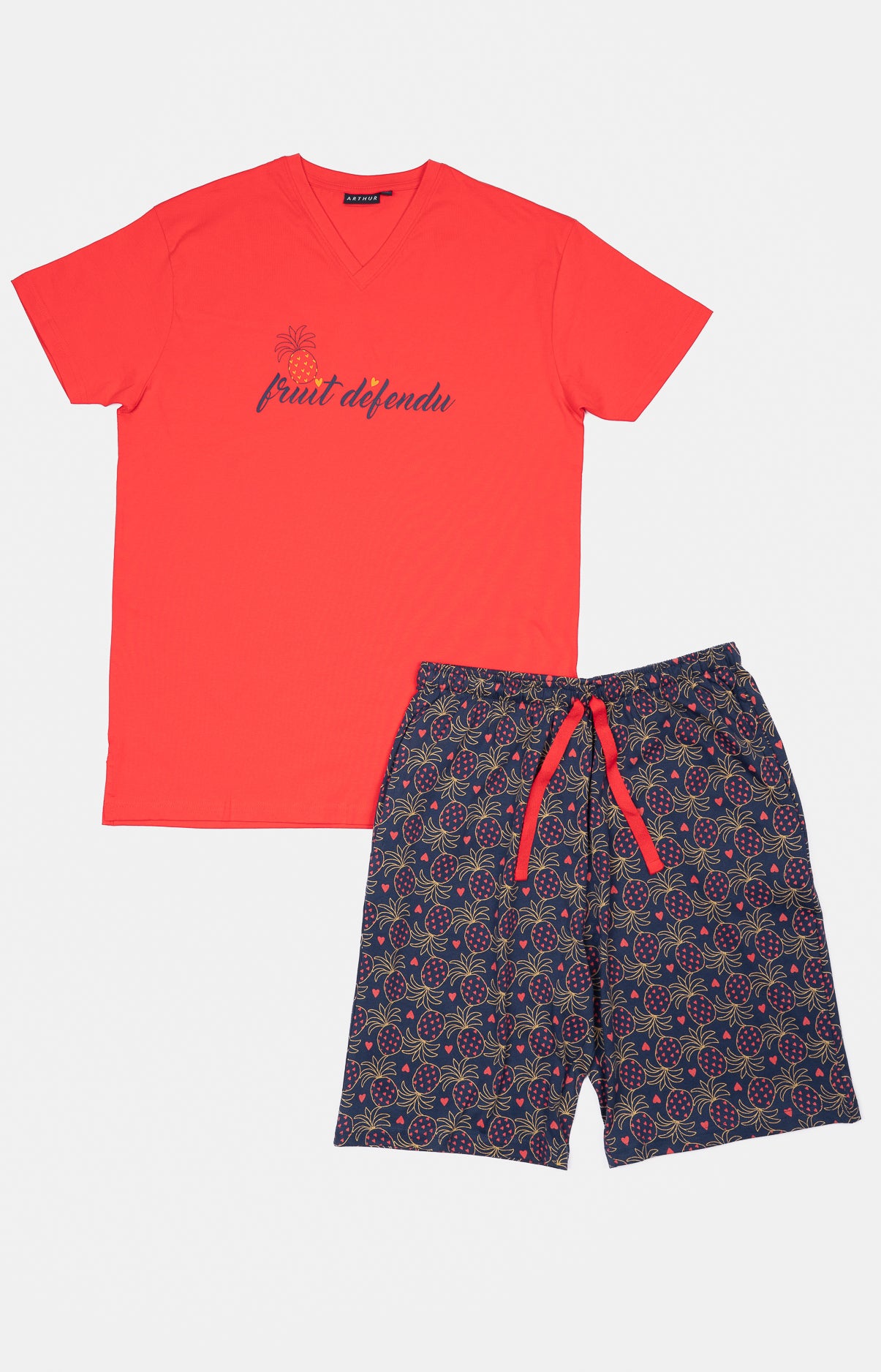Pyjashort Homme Fruit défendu Marine et Rouge 3