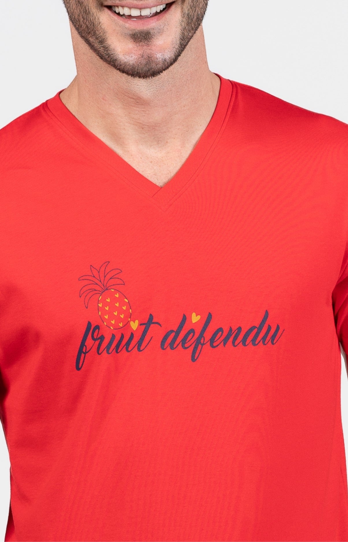 Pyjashort Homme Fruit défendu Marine et Rouge 2