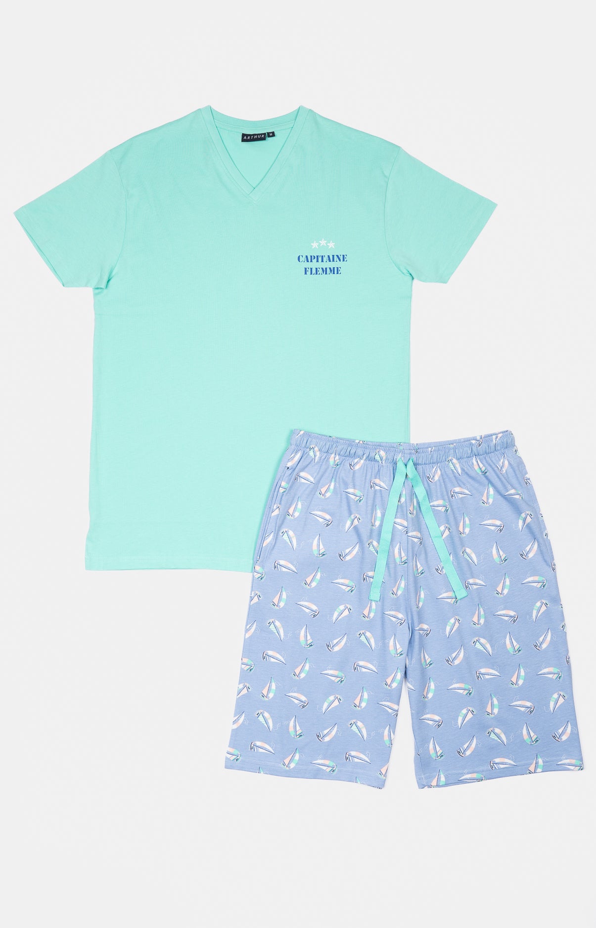 Pyjashort Homme Boat Bleu et Vert 3
