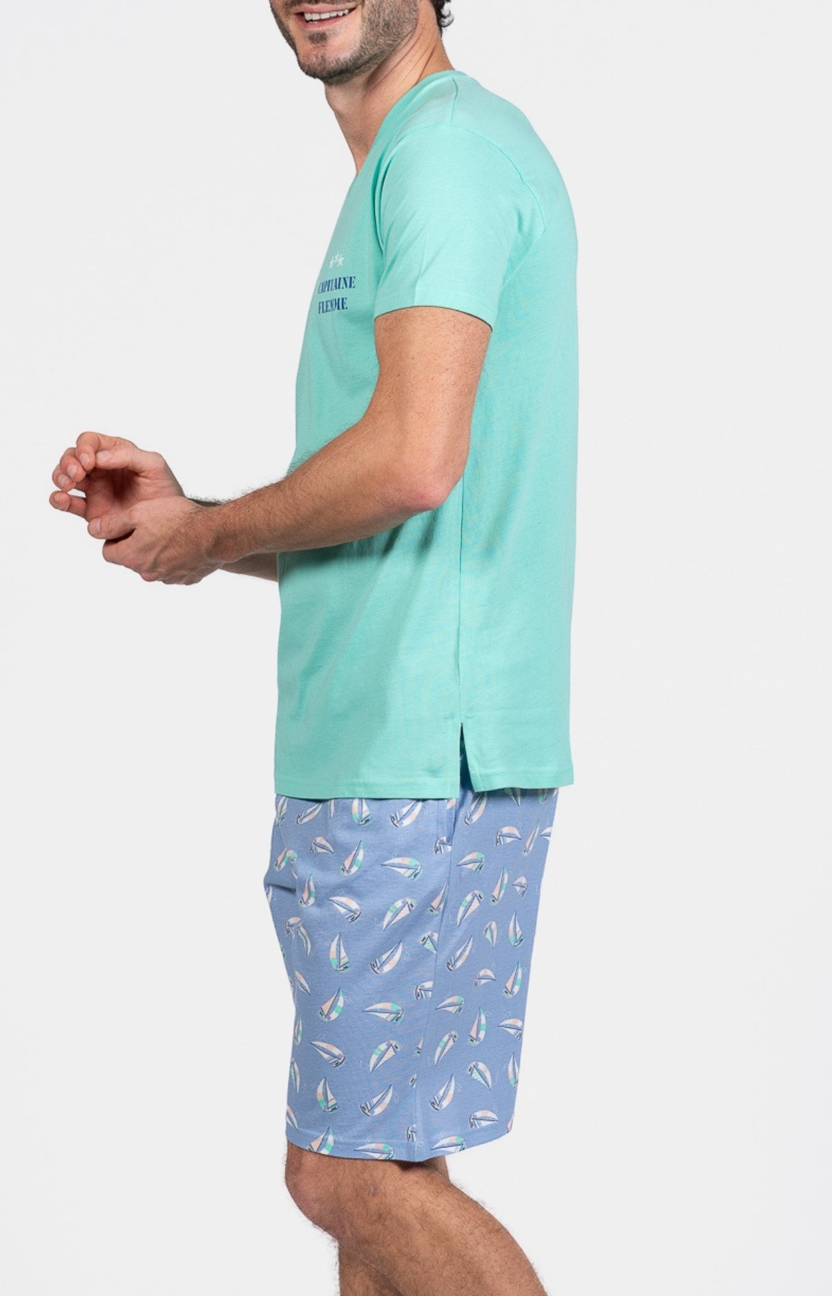 Pyjashort Homme Boat Bleu et Vert 5