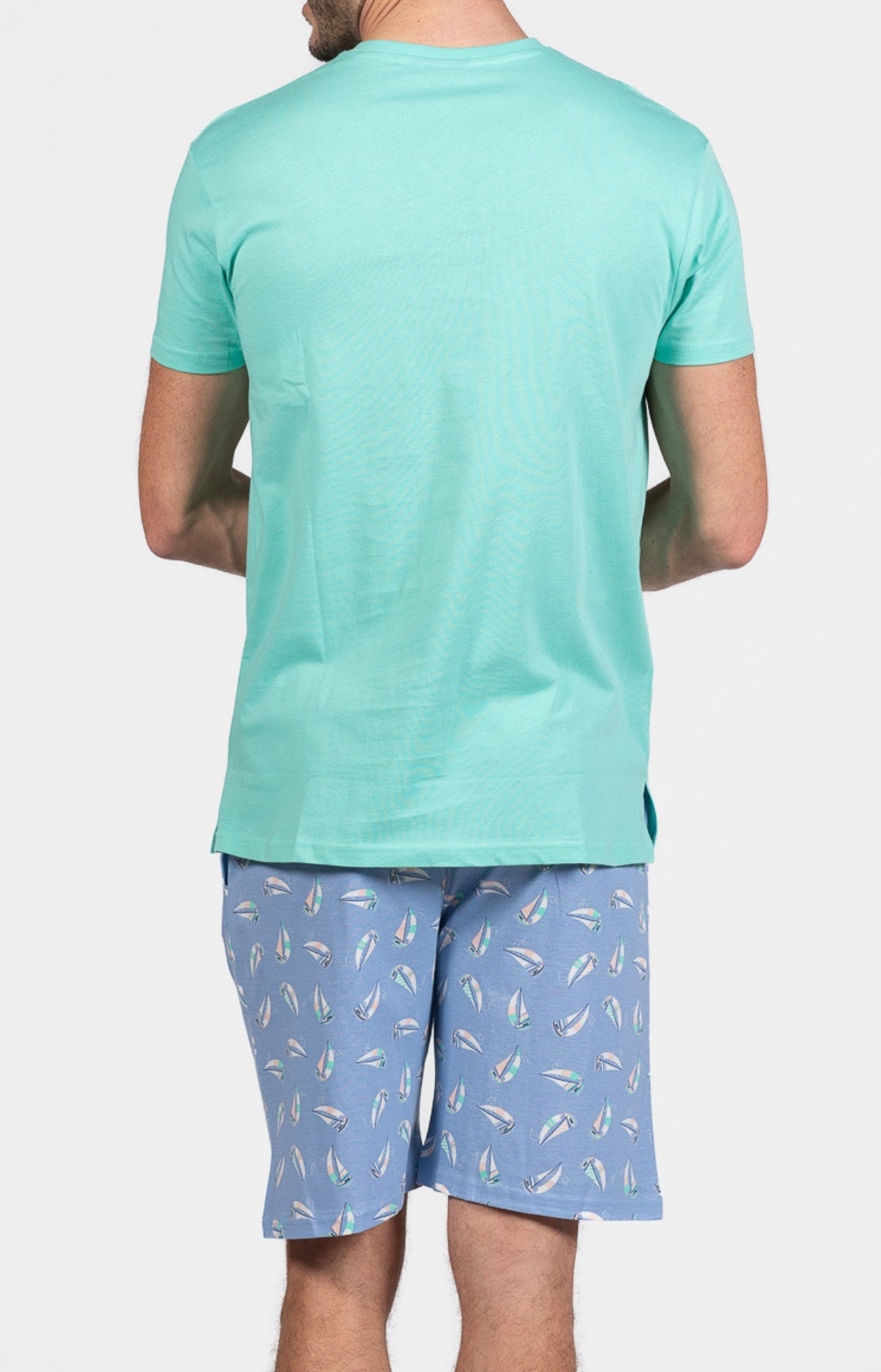 Pyjashort Homme Boat Bleu et Vert 6