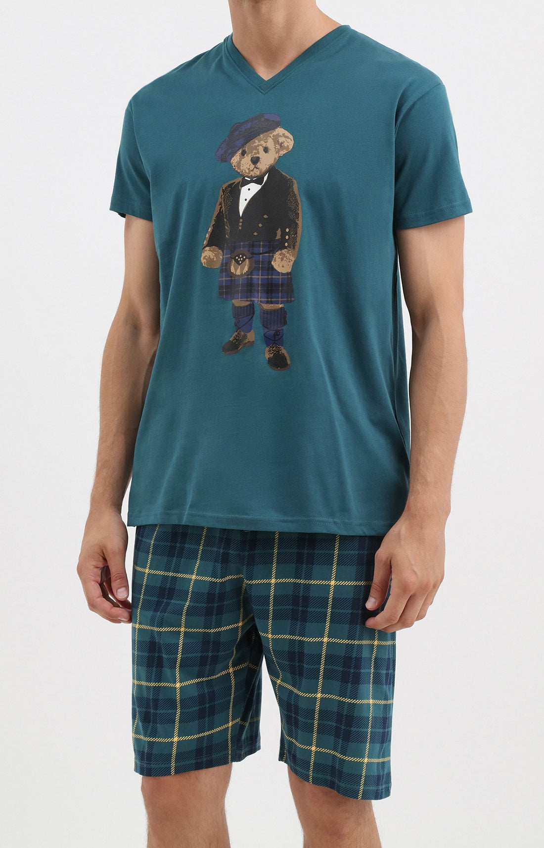 Pyjashort écossais Vert homme 1