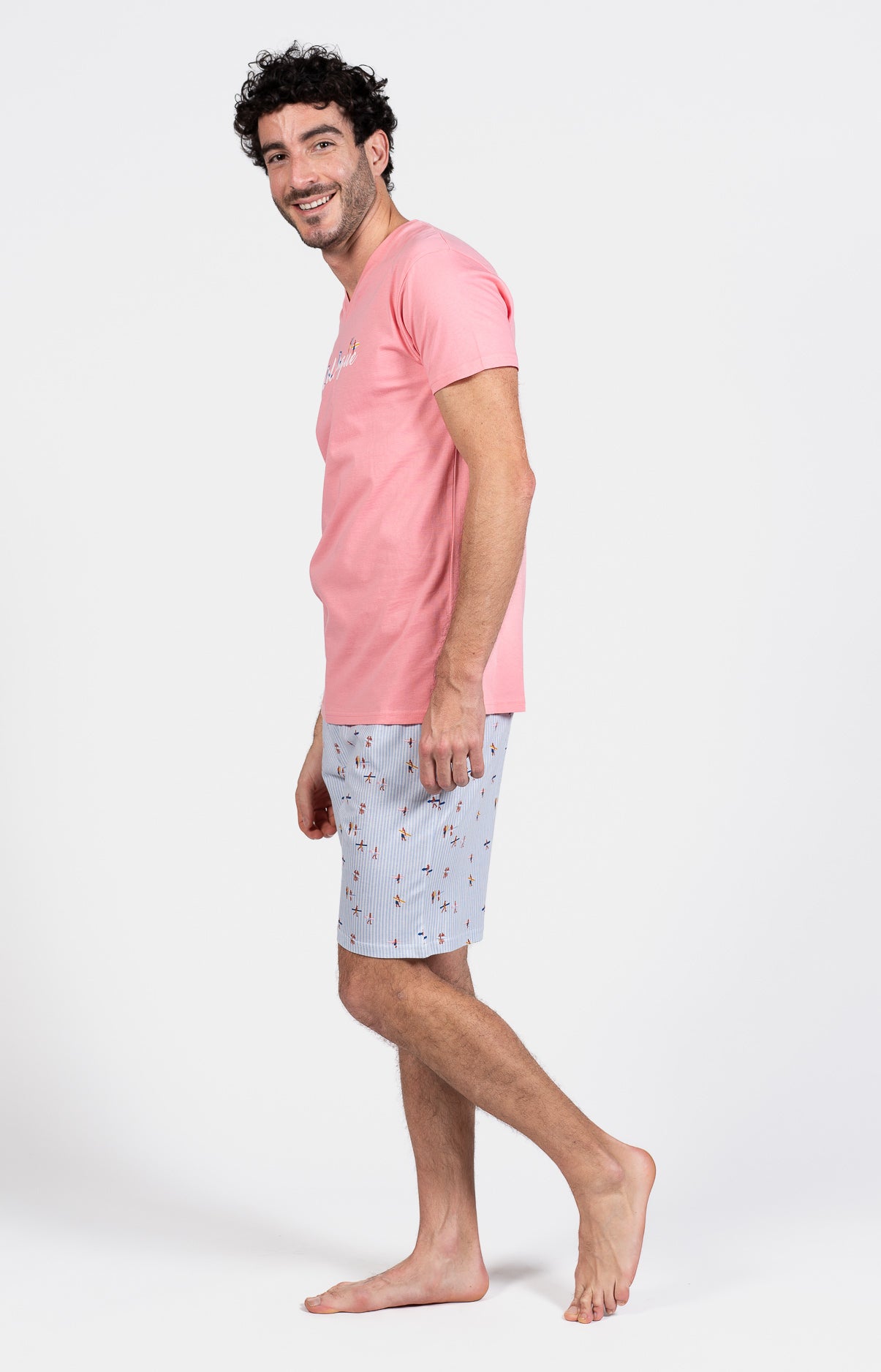 Pyjashort Homme Surf Bleu et Rose 5